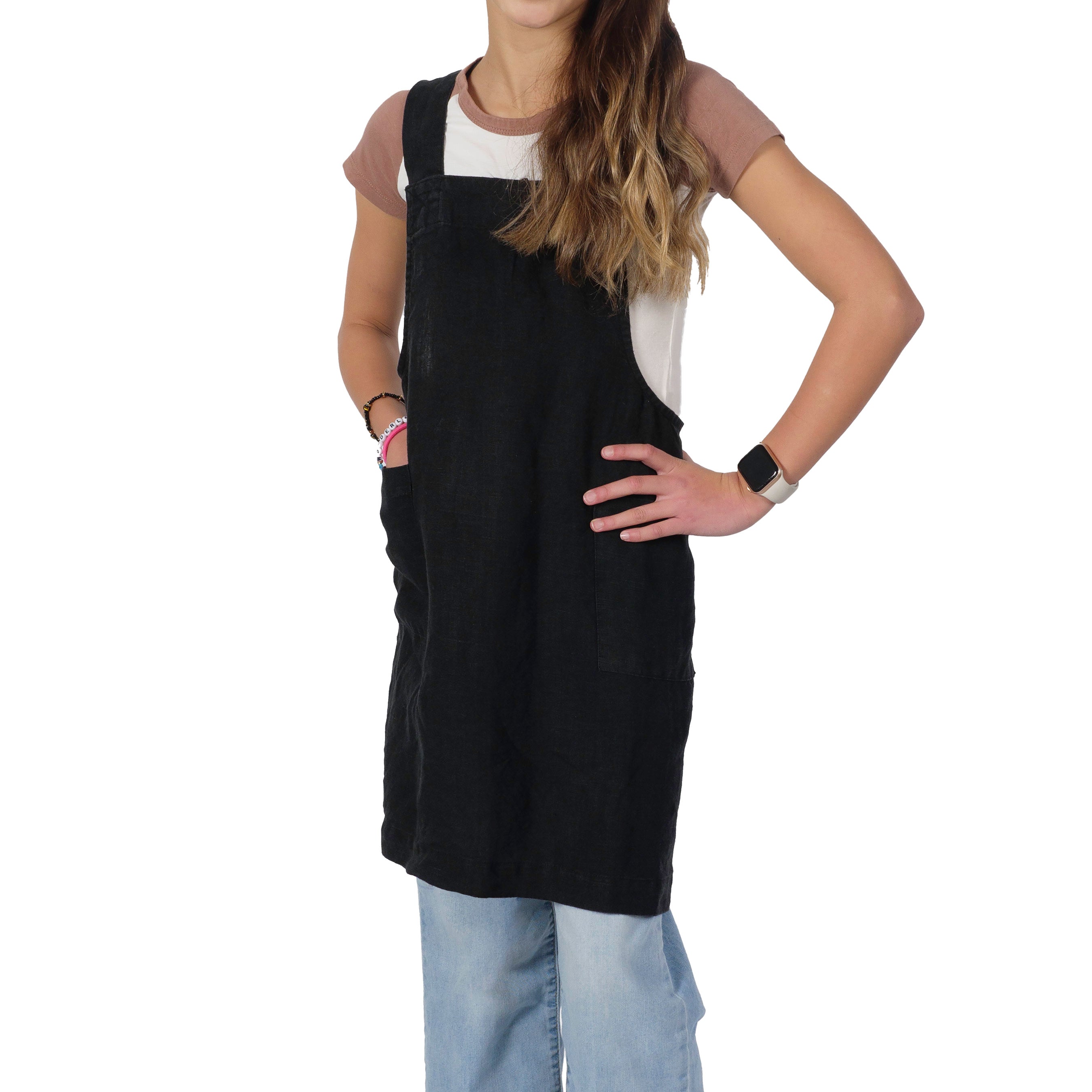 KAF Home Firenze Kids 100% Stonewashed Linen Smock Apron