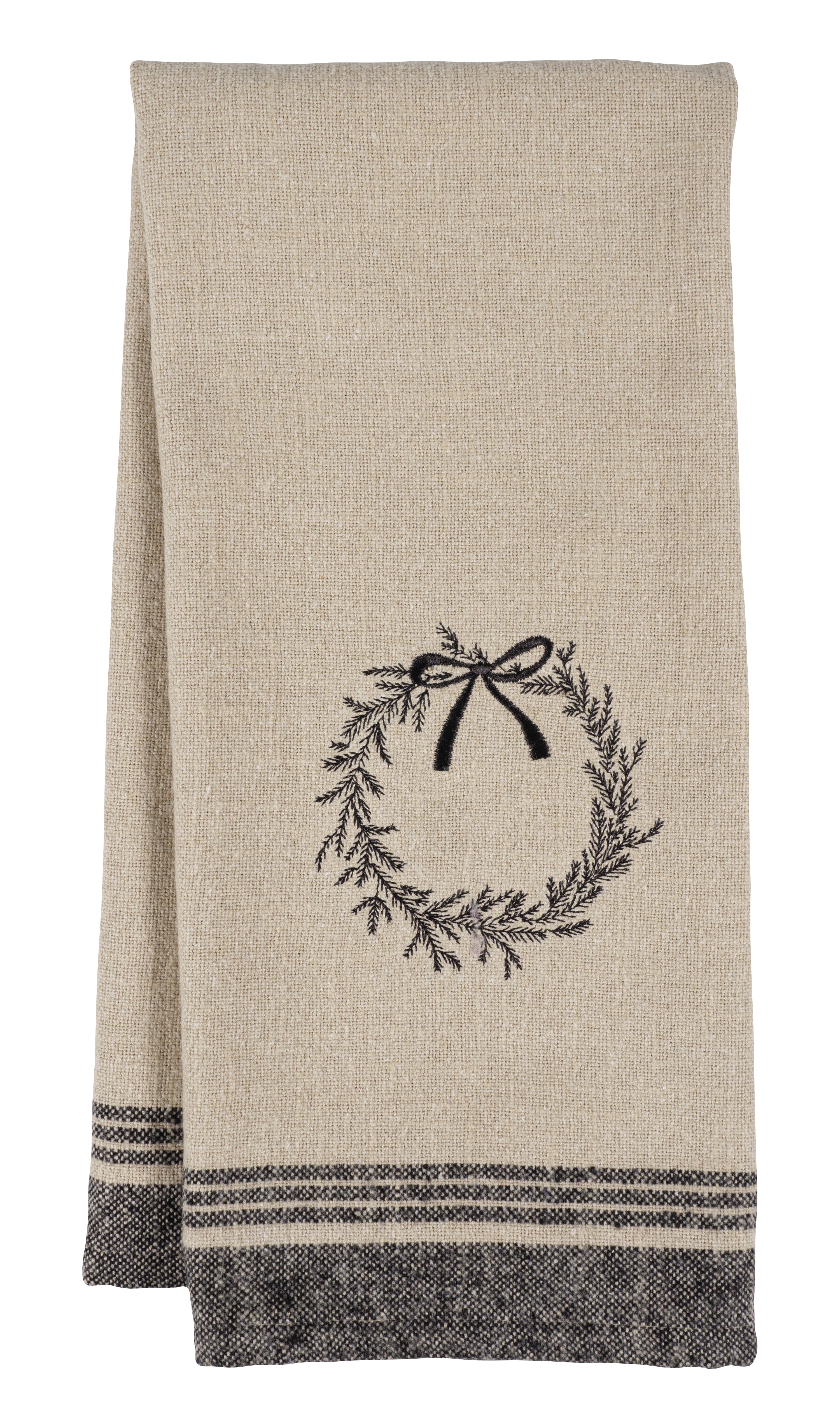 KAF Home Natural Embroidered Kitchen Towel