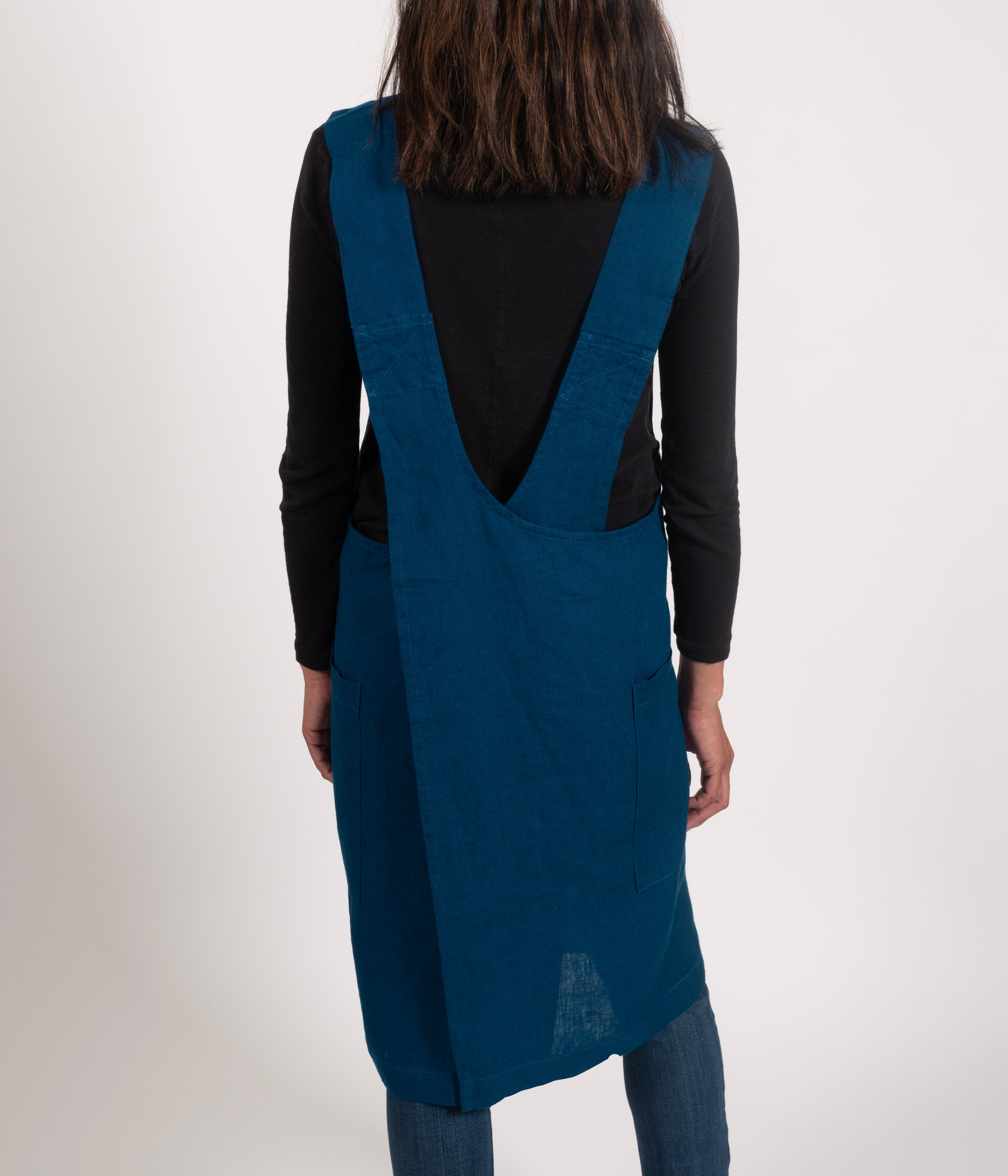 KAF Home Firenze 100% Stone Washed Linen Cross Back Smock Apron