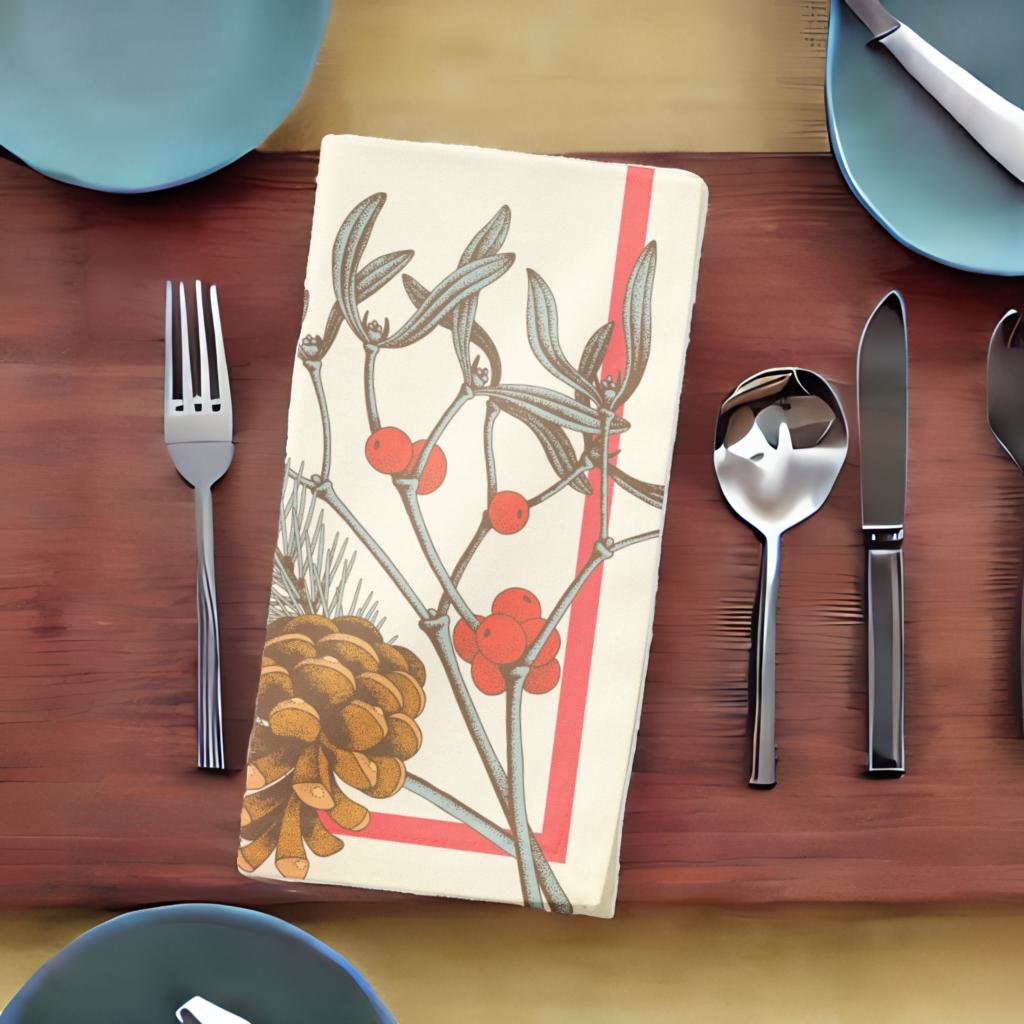 KAF Home Digitally Printed Holiday Foliage Set of 4 Napkins