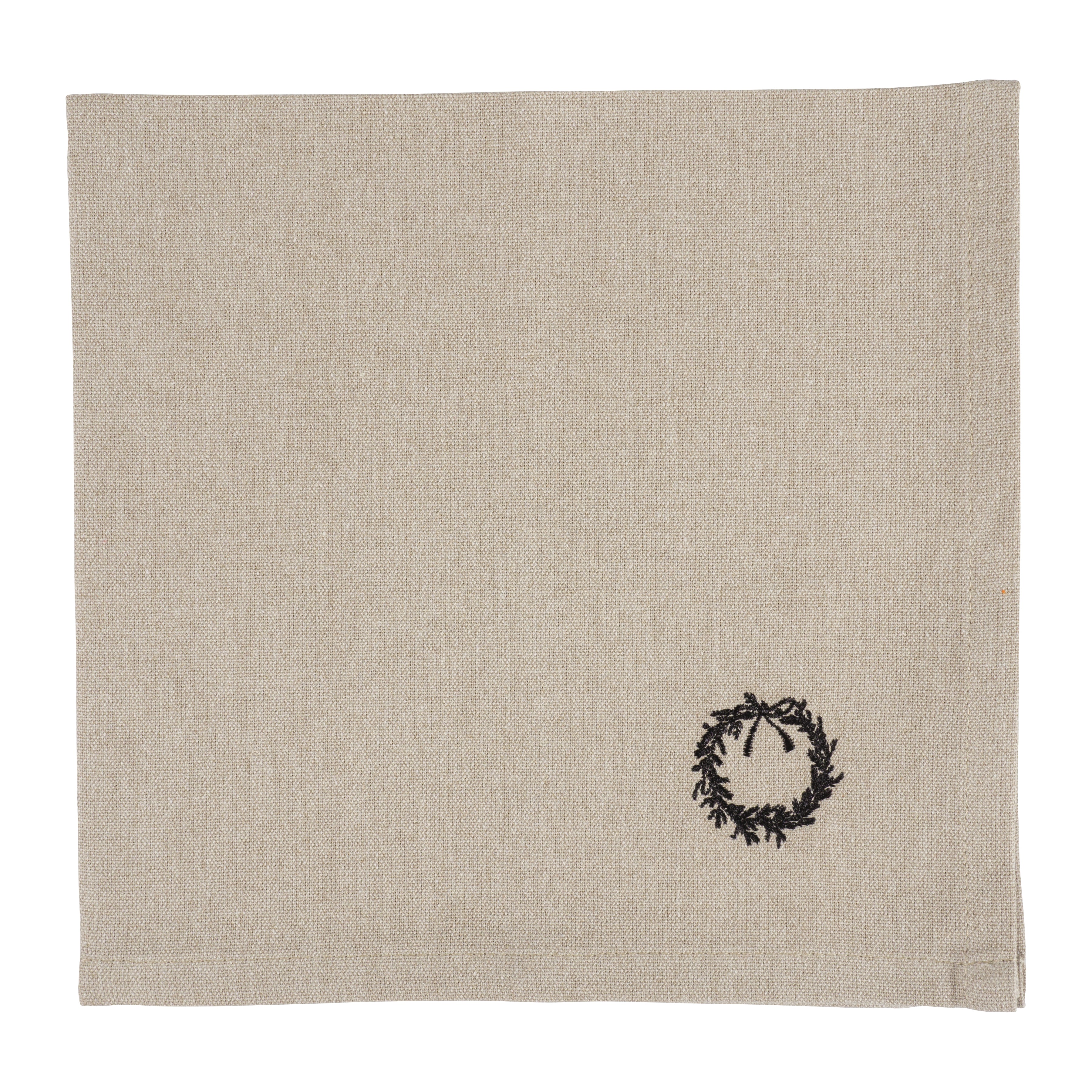 KAF Home Natural Embroidered Holiday Napkin