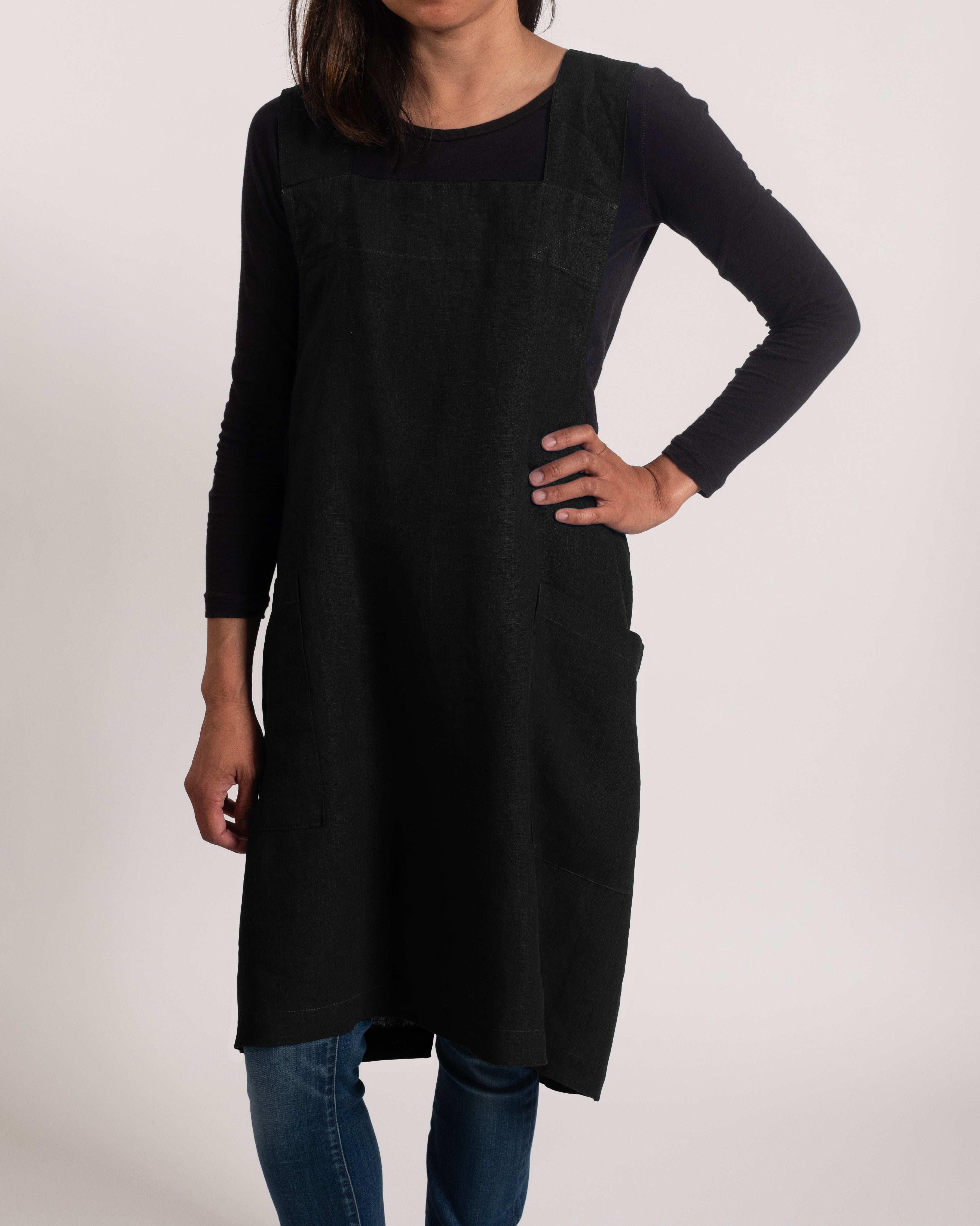 KAF Home Firenze 100% Stone Washed Linen Cross Back Smock Apron