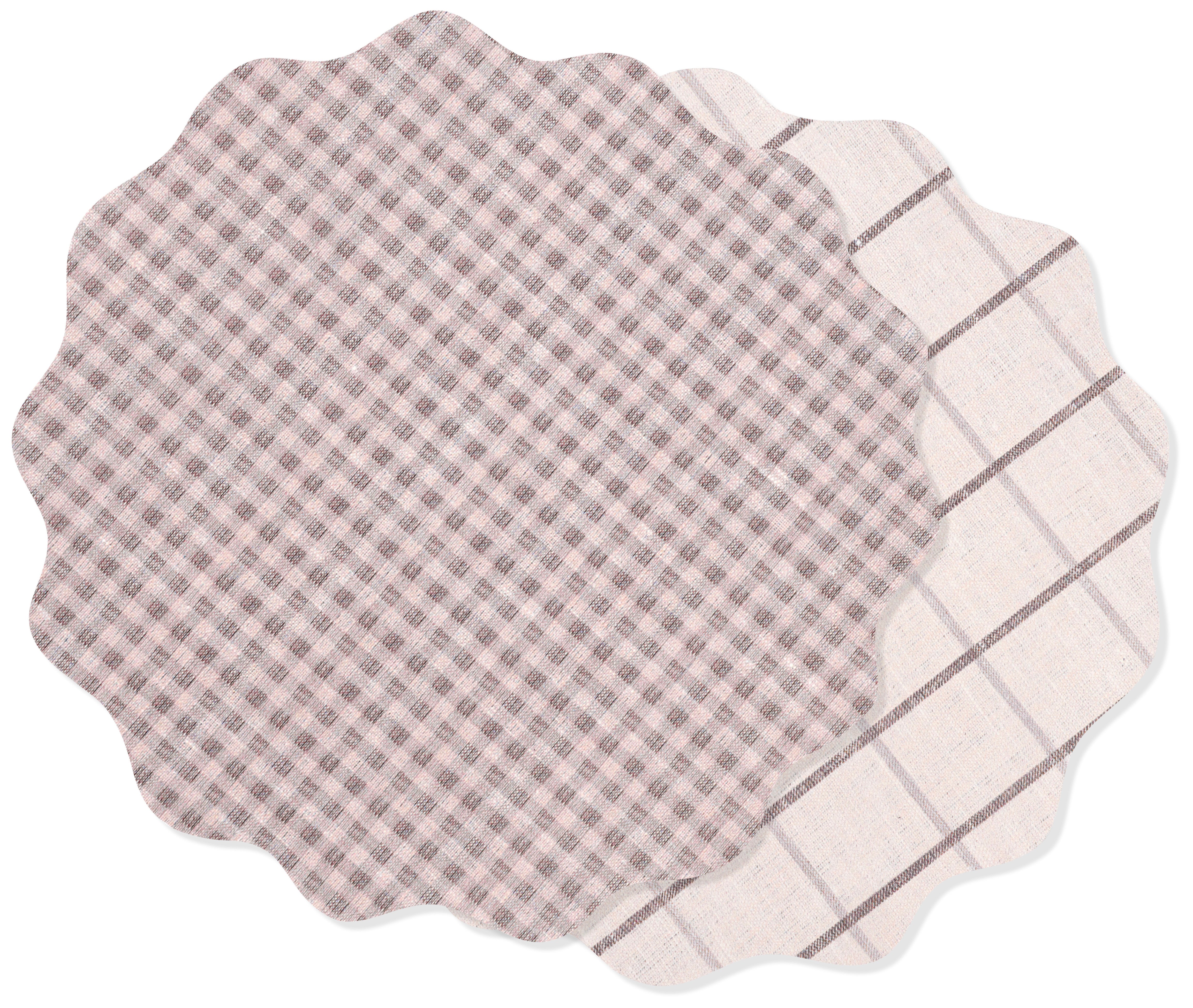 KAF Home Riviera Reversible Gingham& Plaid Vinyl Placemats - 14