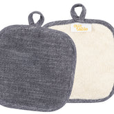 Strada Set of 2 Chambray Pot Holders - 8" x 8"