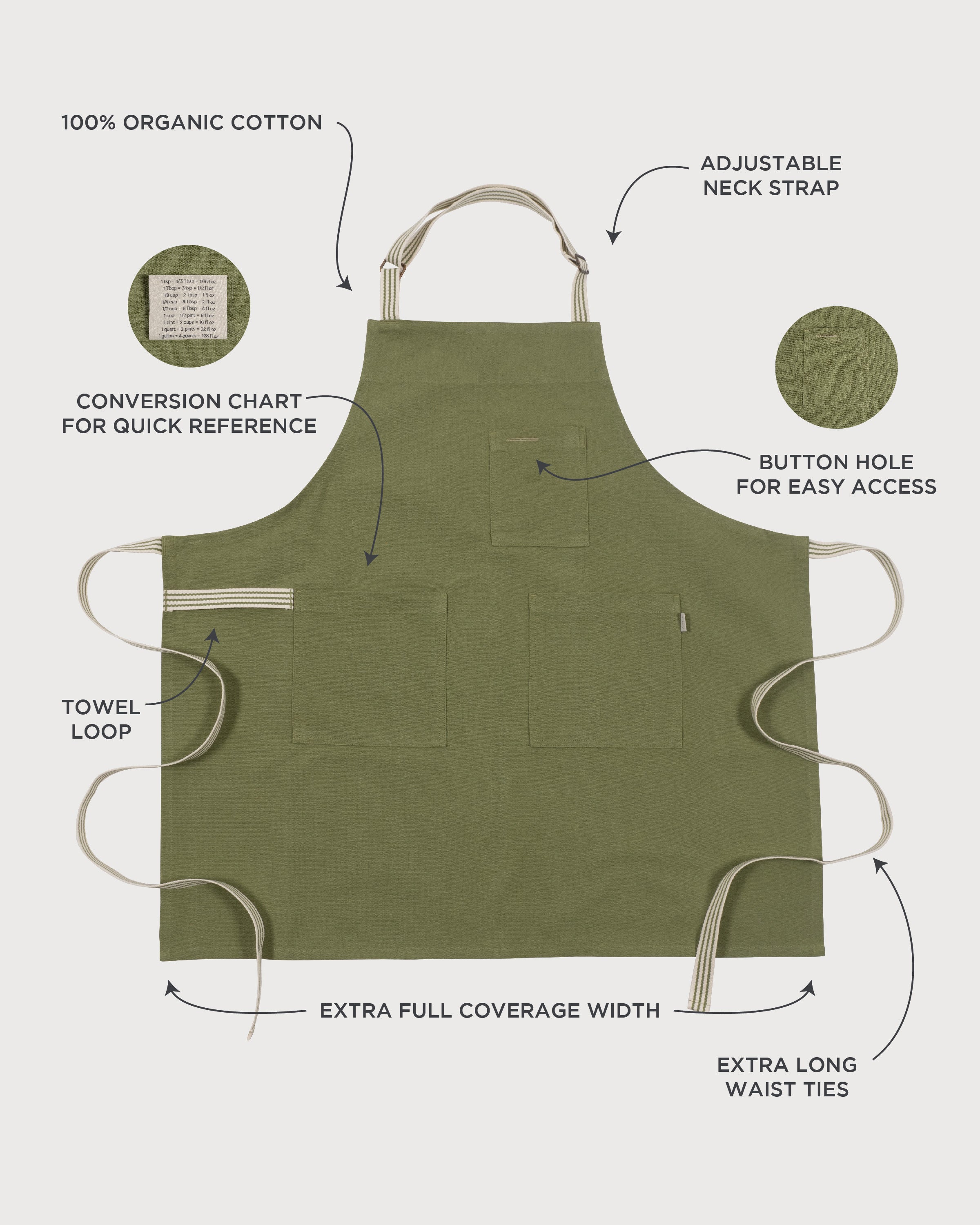 KAF Home Rooted Sustainable Chef's Apron - 32