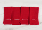 Holiday Red Embroidered Set Of 4 Napkins