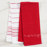 Holiday Red Embroidered Monaco Set Of 2 Kitchen Towels