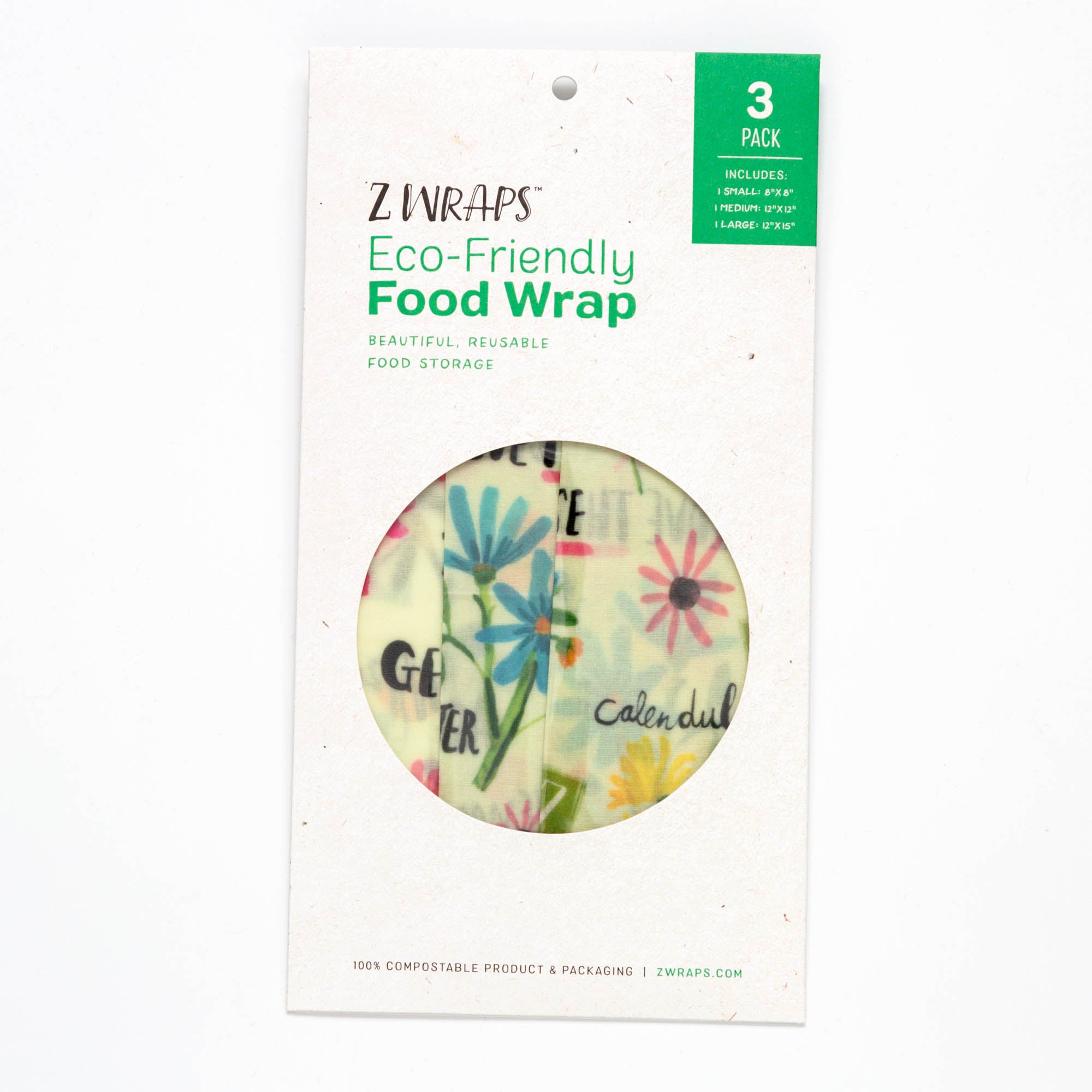Z Wraps 3-Pack (Small, Medium, Large) Reusable Food Wraps