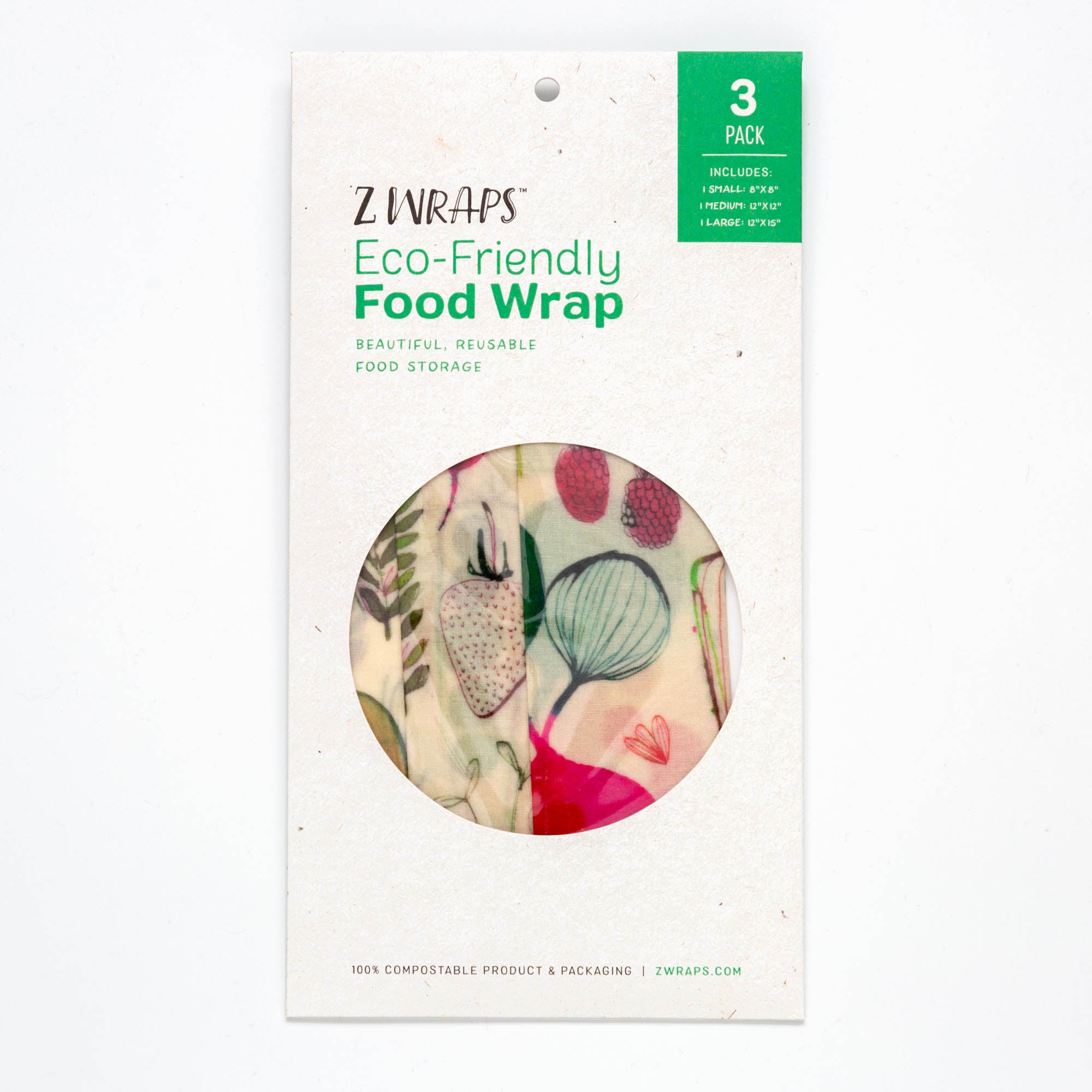 Z Wraps 3-Pack (Small, Medium, Large) Reusable Food Wraps
