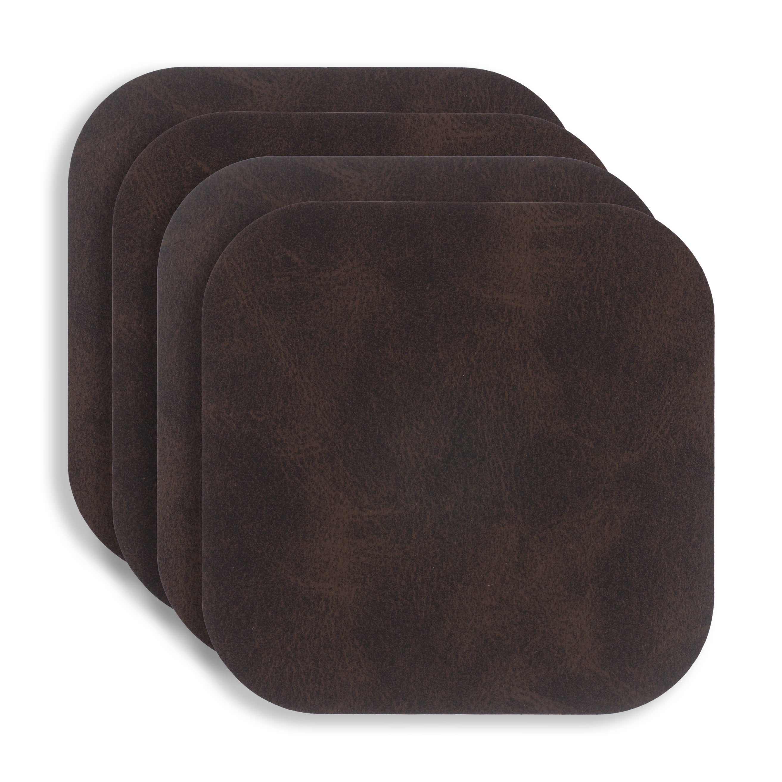 KAF Home Santiago Set Of 4  Faux Leather Coasters - 4.25