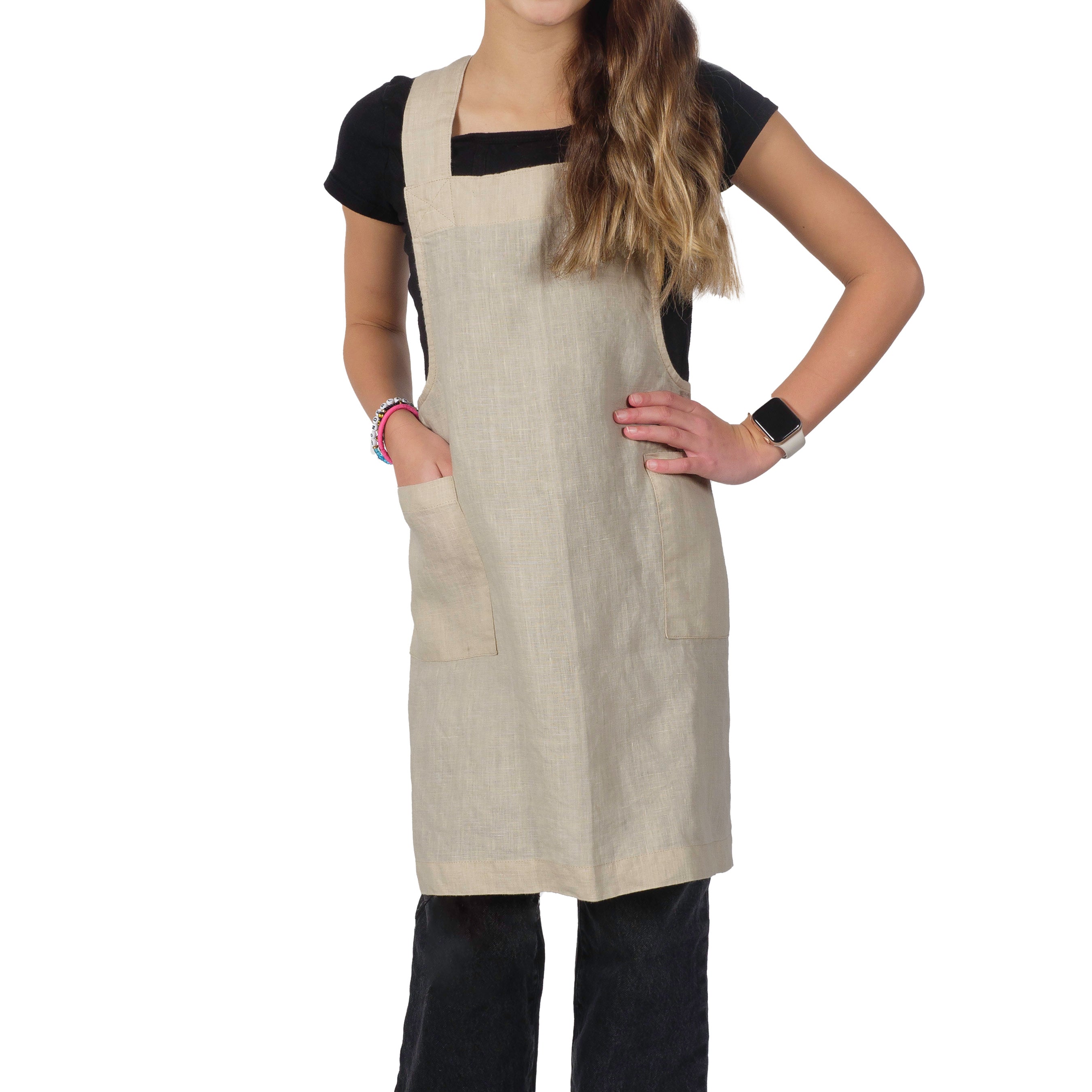 KAF Home Firenze Kids 100% Stonewashed Linen Smock Apron