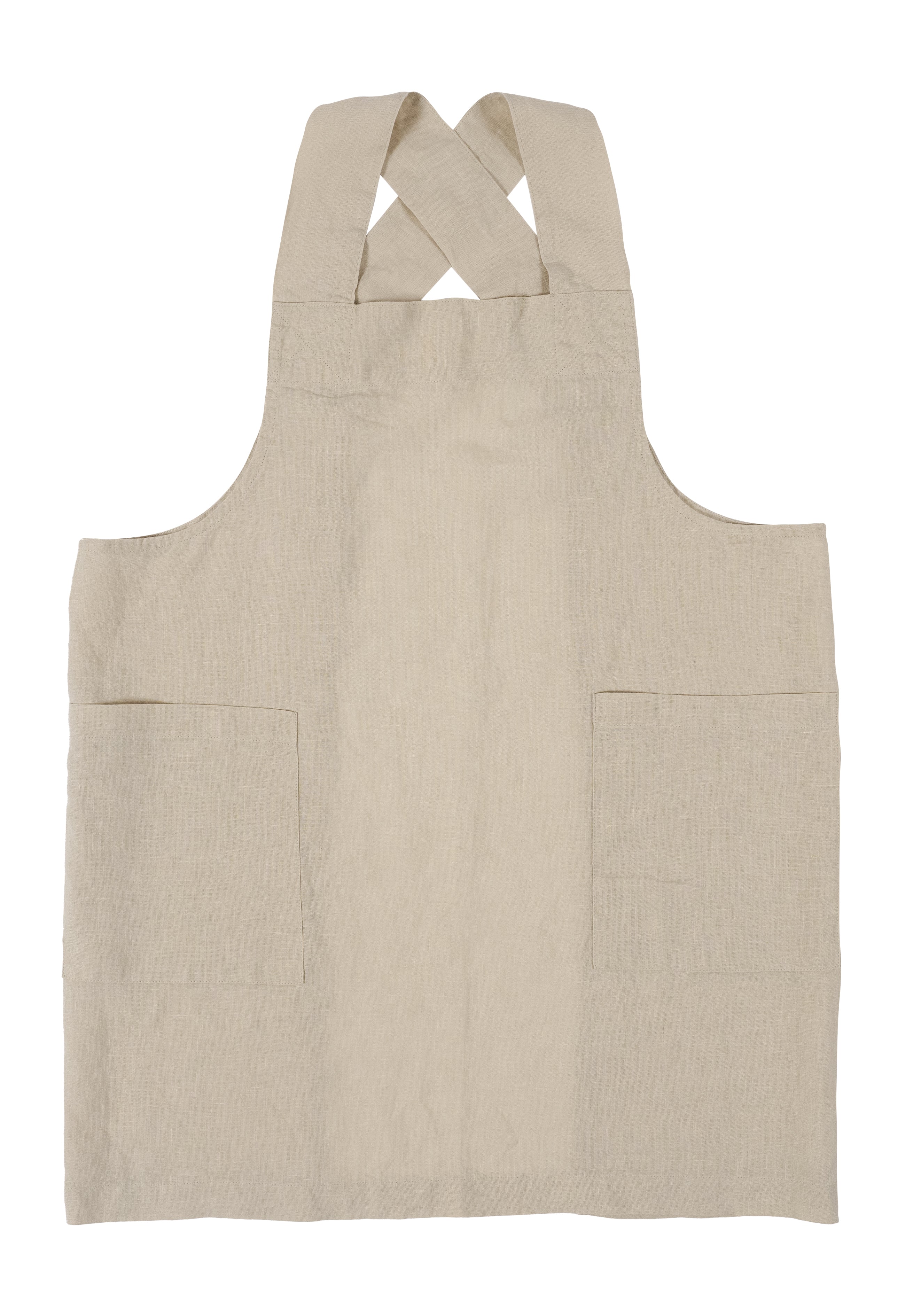 Linen Apron with Pockets, 100% Cotton, Machine Washable