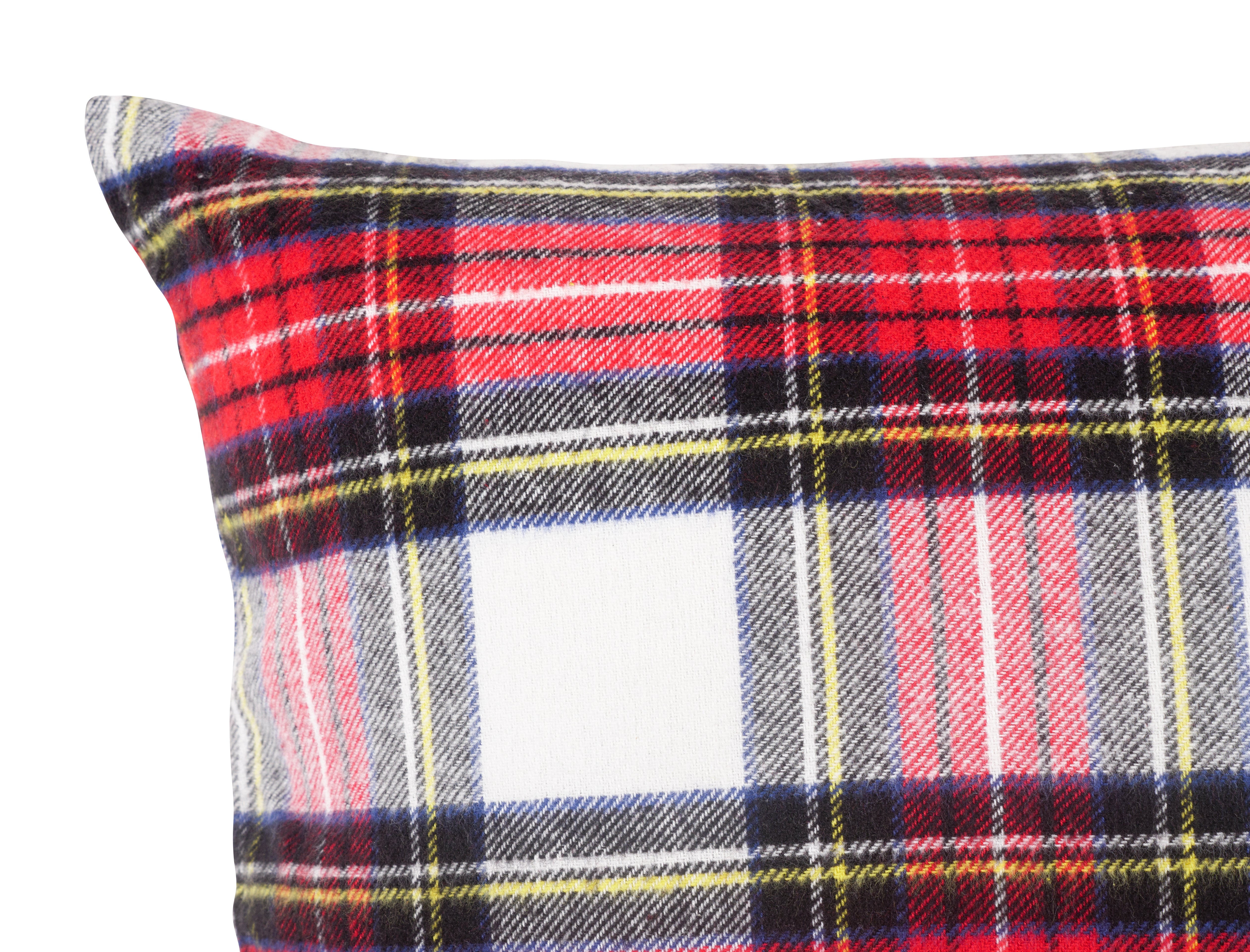 Feather Filled Holiday Plaid Throw Pillow