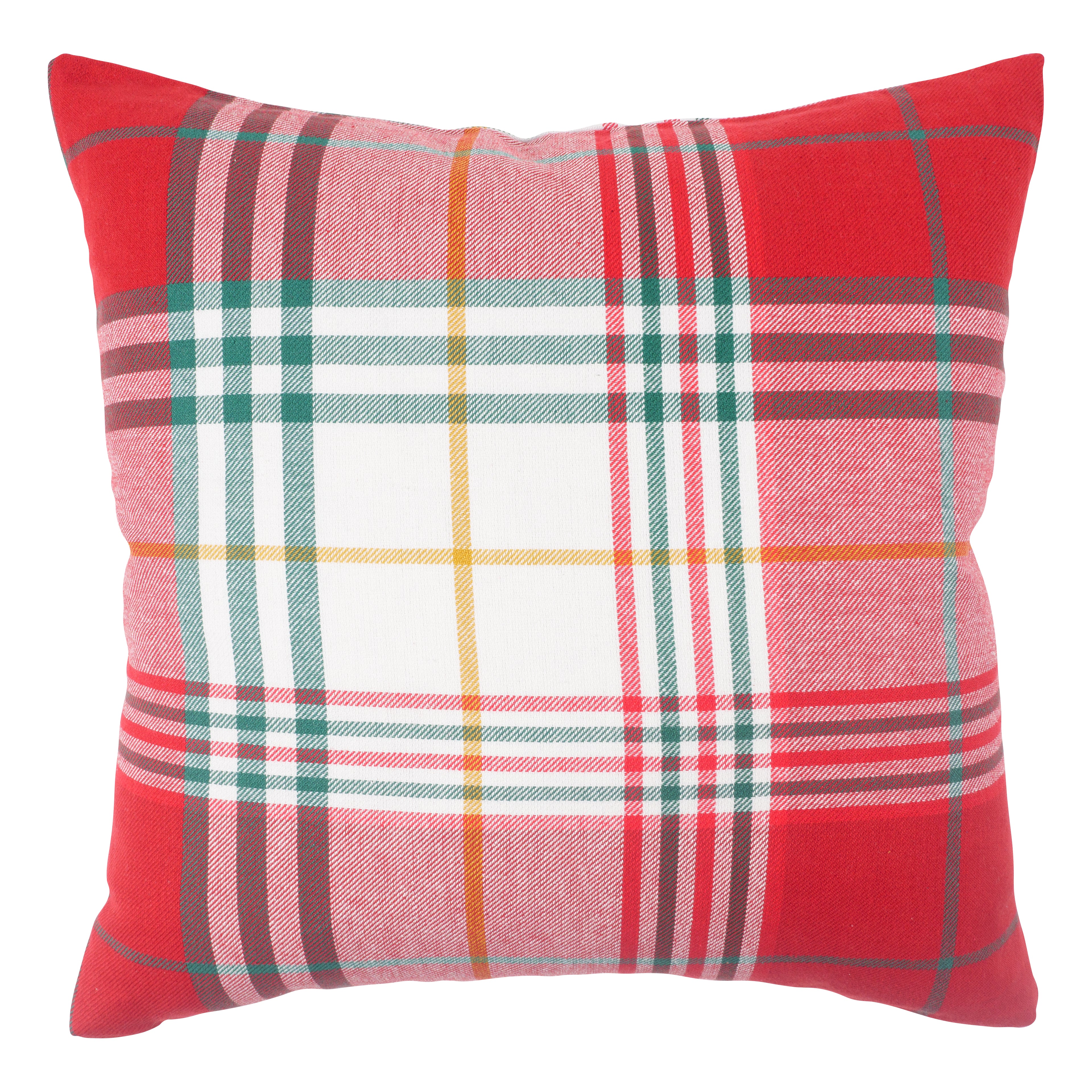 Feather Filled Holiday Plaid Throw Pillow