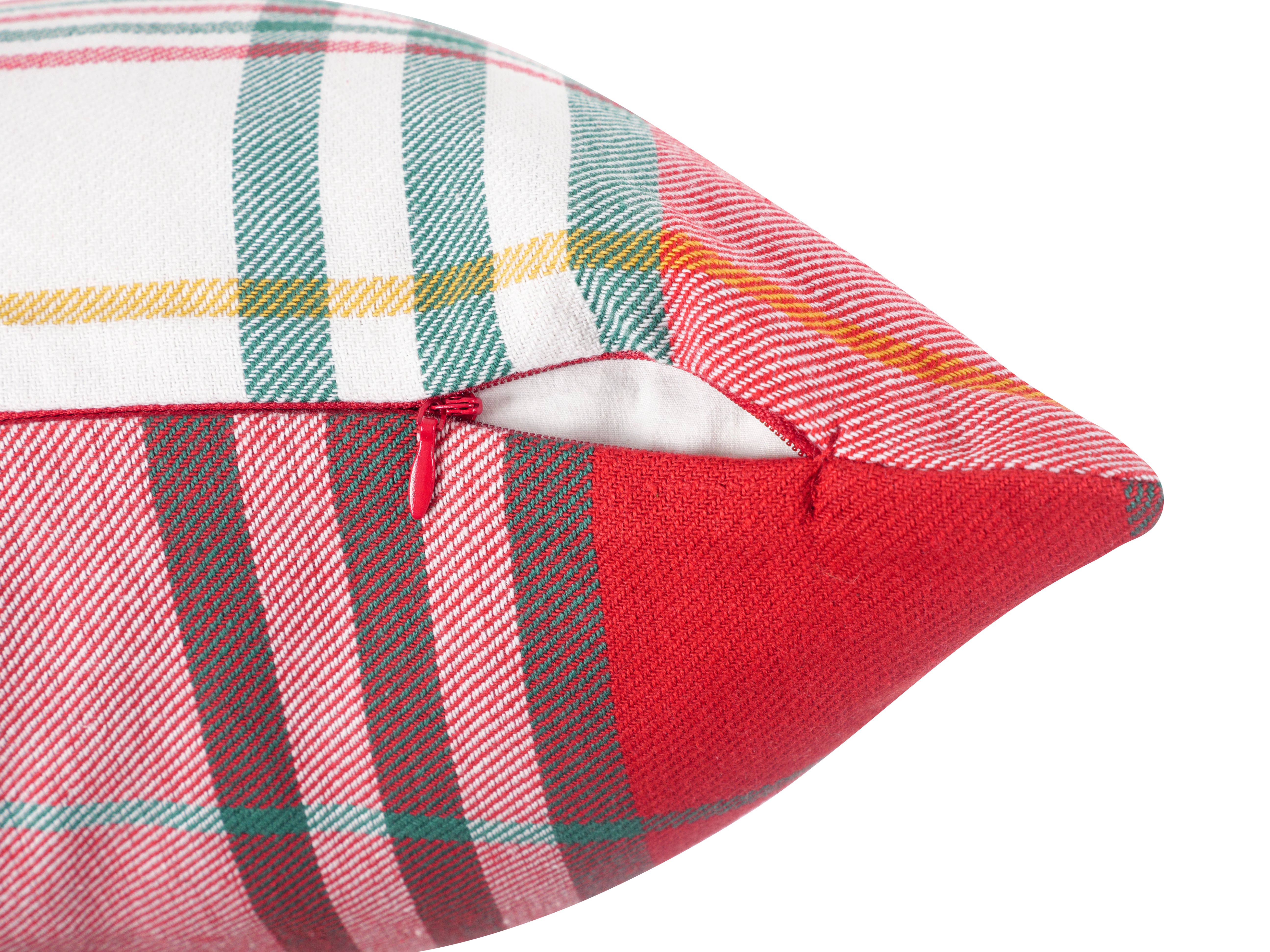 Feather Filled Holiday Plaid Throw Pillow