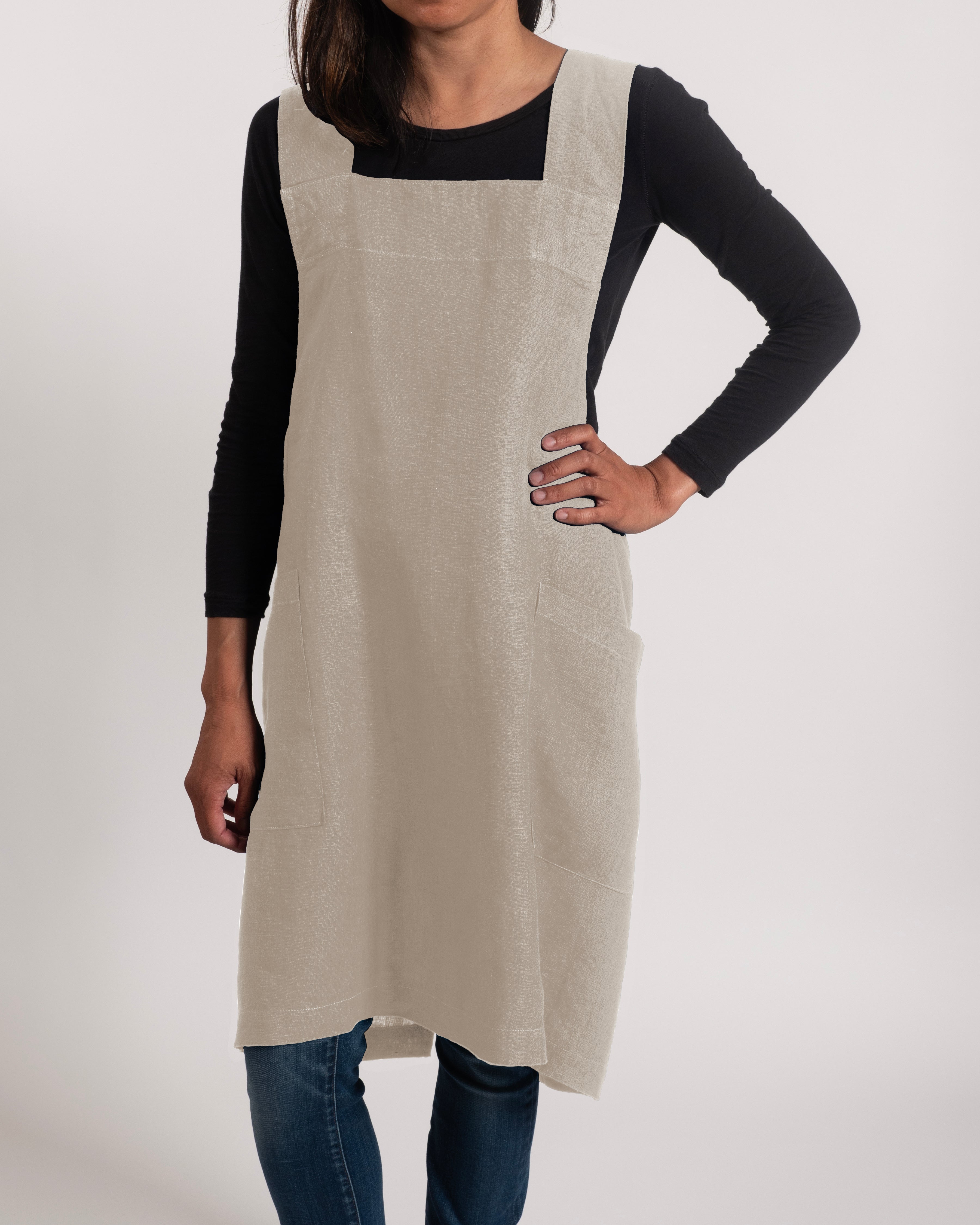 Firenze Stone Washed Linen Cross Back Smock Apron – KAF Home