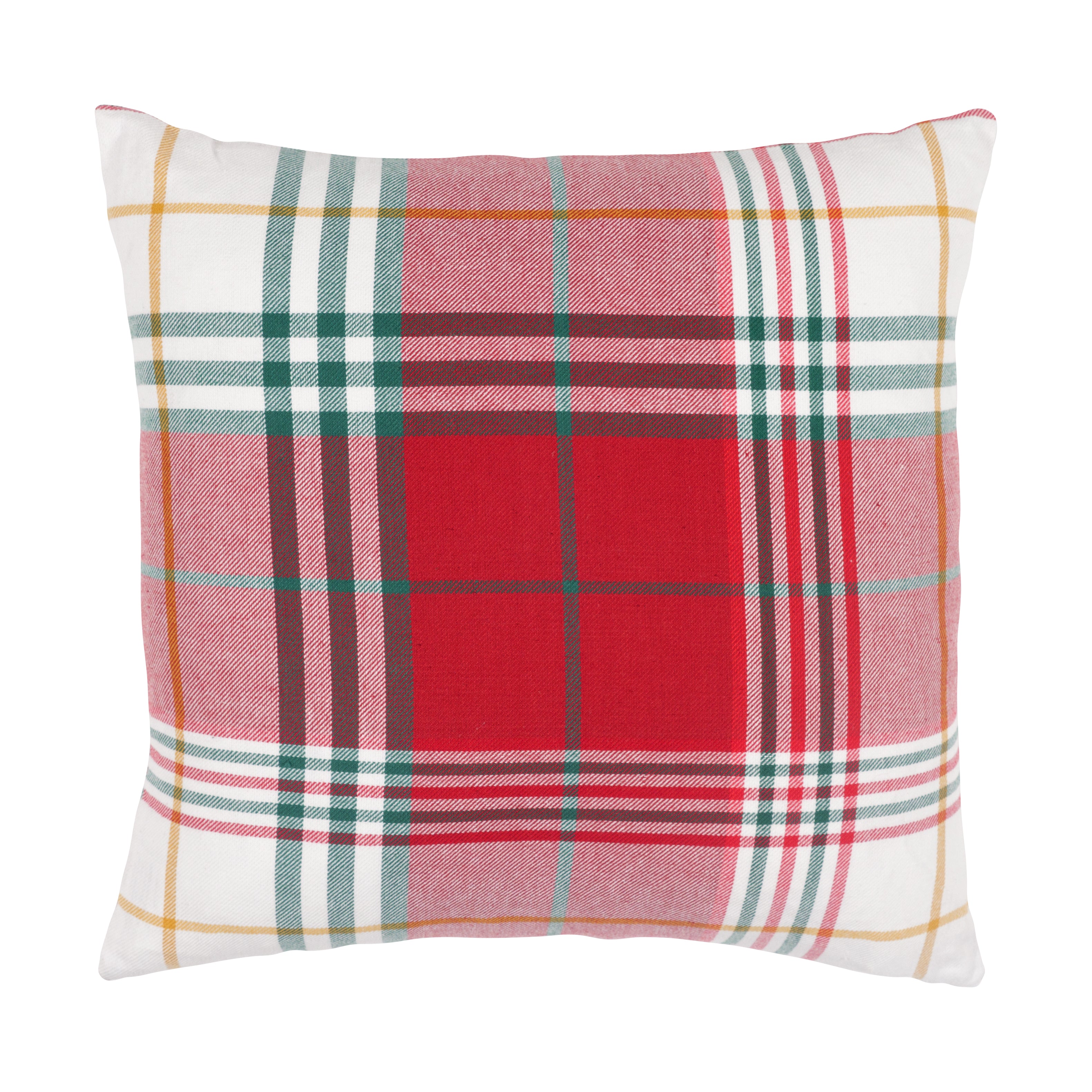 Feather Filled Holiday Plaid Throw Pillow