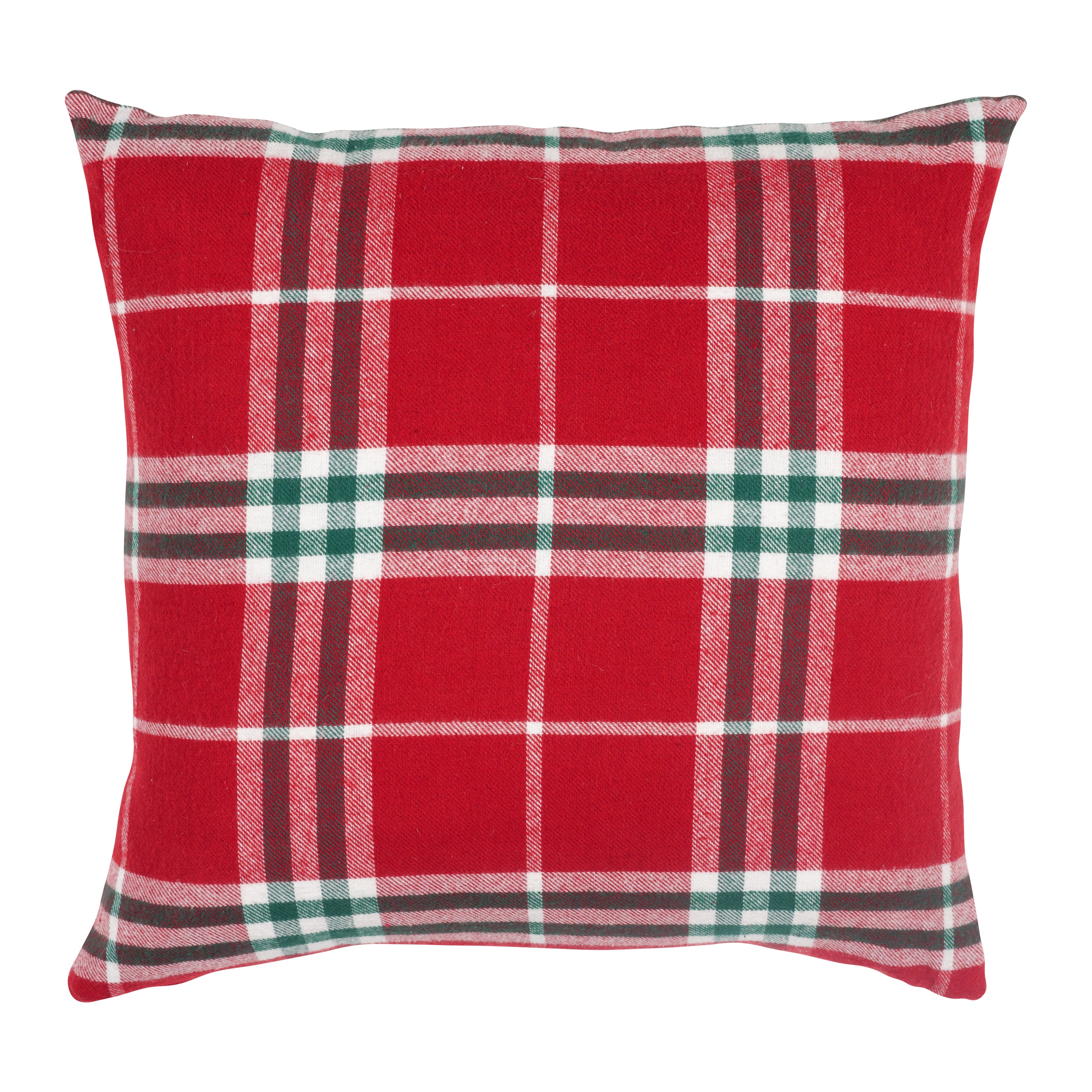 Feather Filled Holiday Plaid Throw Pillow