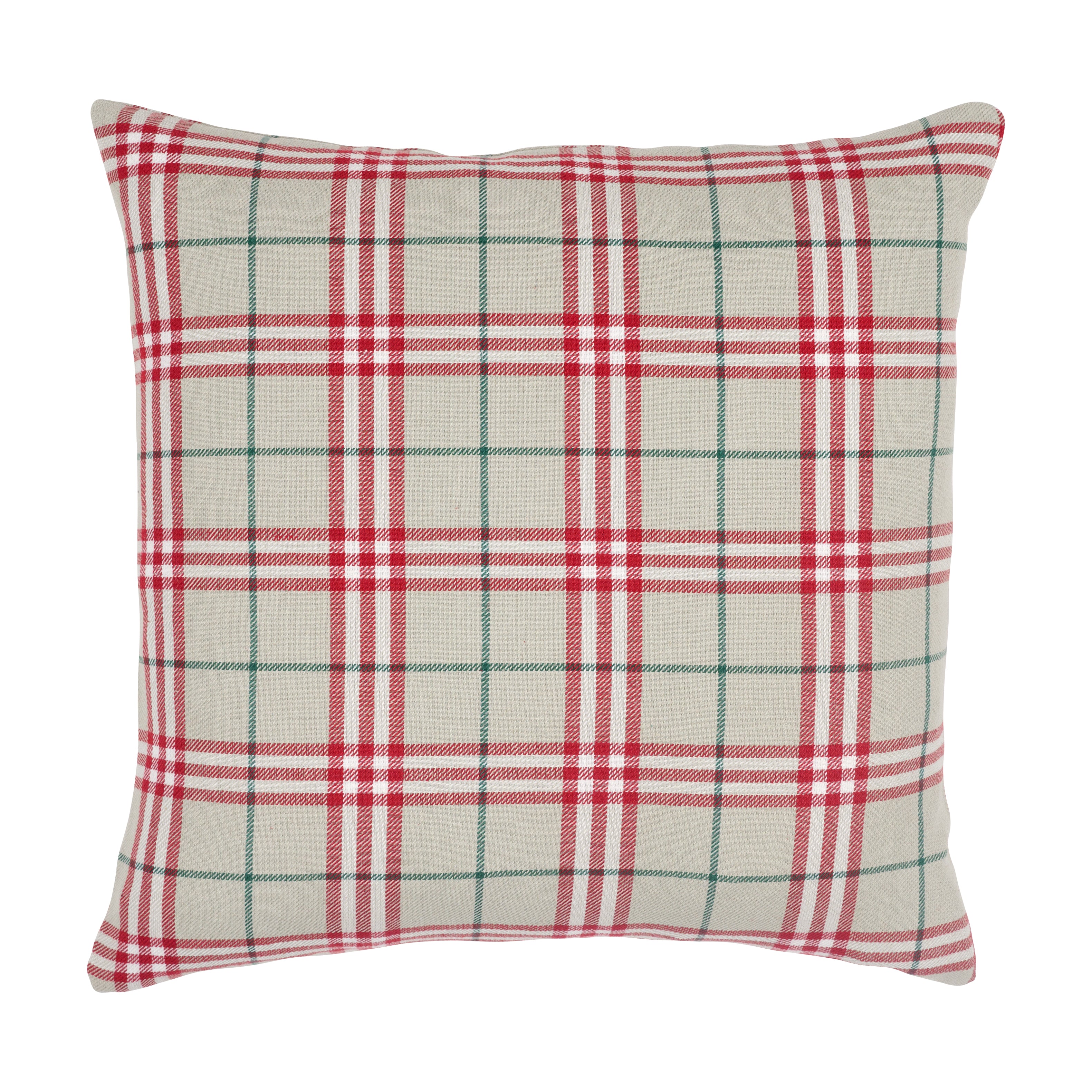 Feather Filled Holiday Plaid Throw Pillow