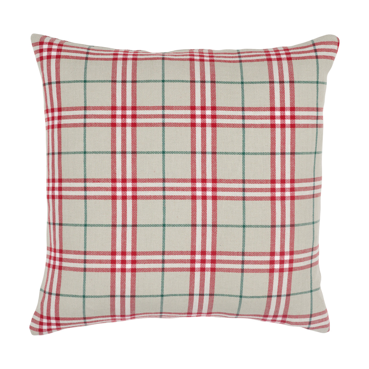 Feather Filled Holiday Plaid Throw Pillow