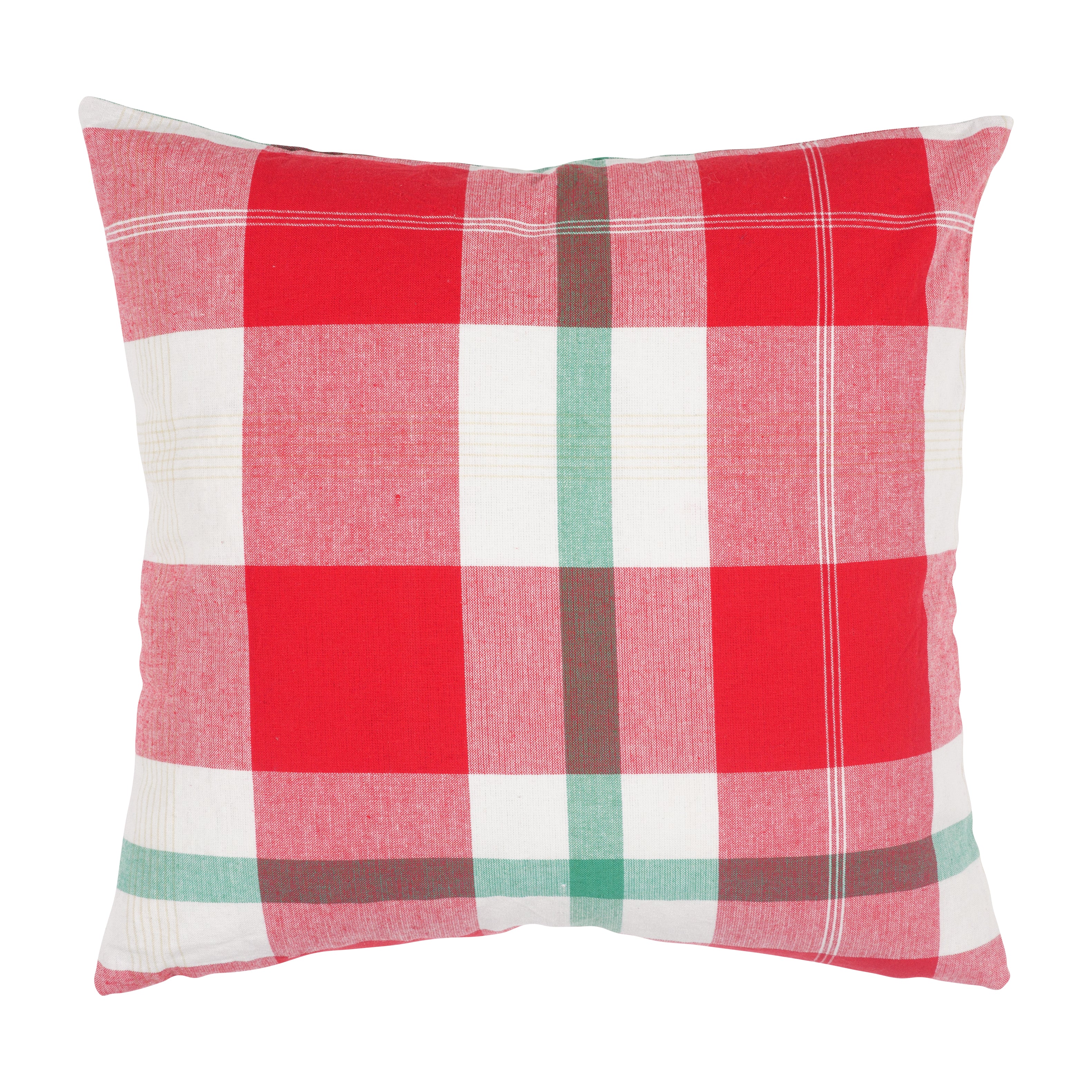 Feather Filled Holiday Plaid Throw Pillow