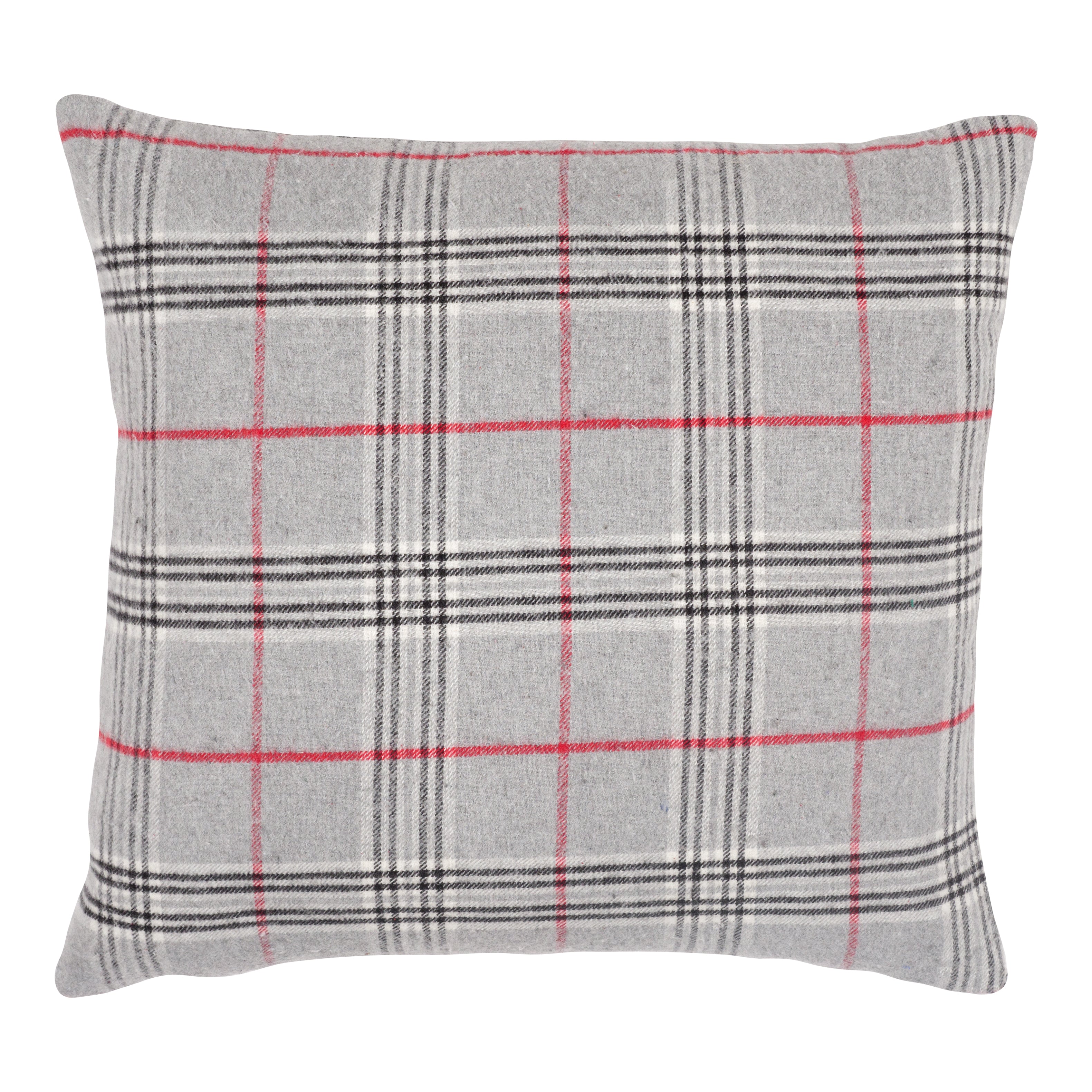 Feather Filled Holiday Plaid Throw Pillow