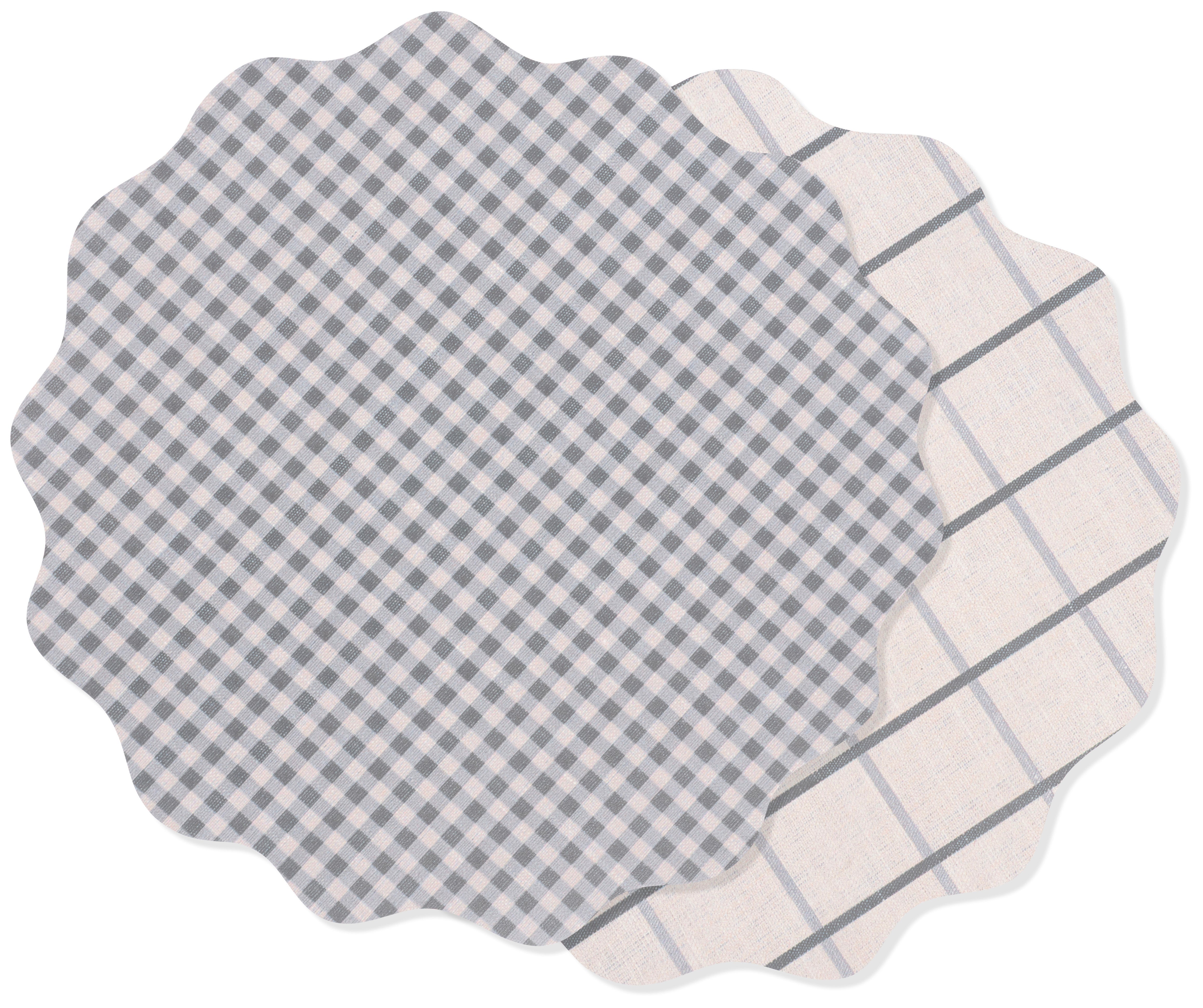 KAF Home Riviera Reversible Gingham& Plaid Vinyl Placemats - 14