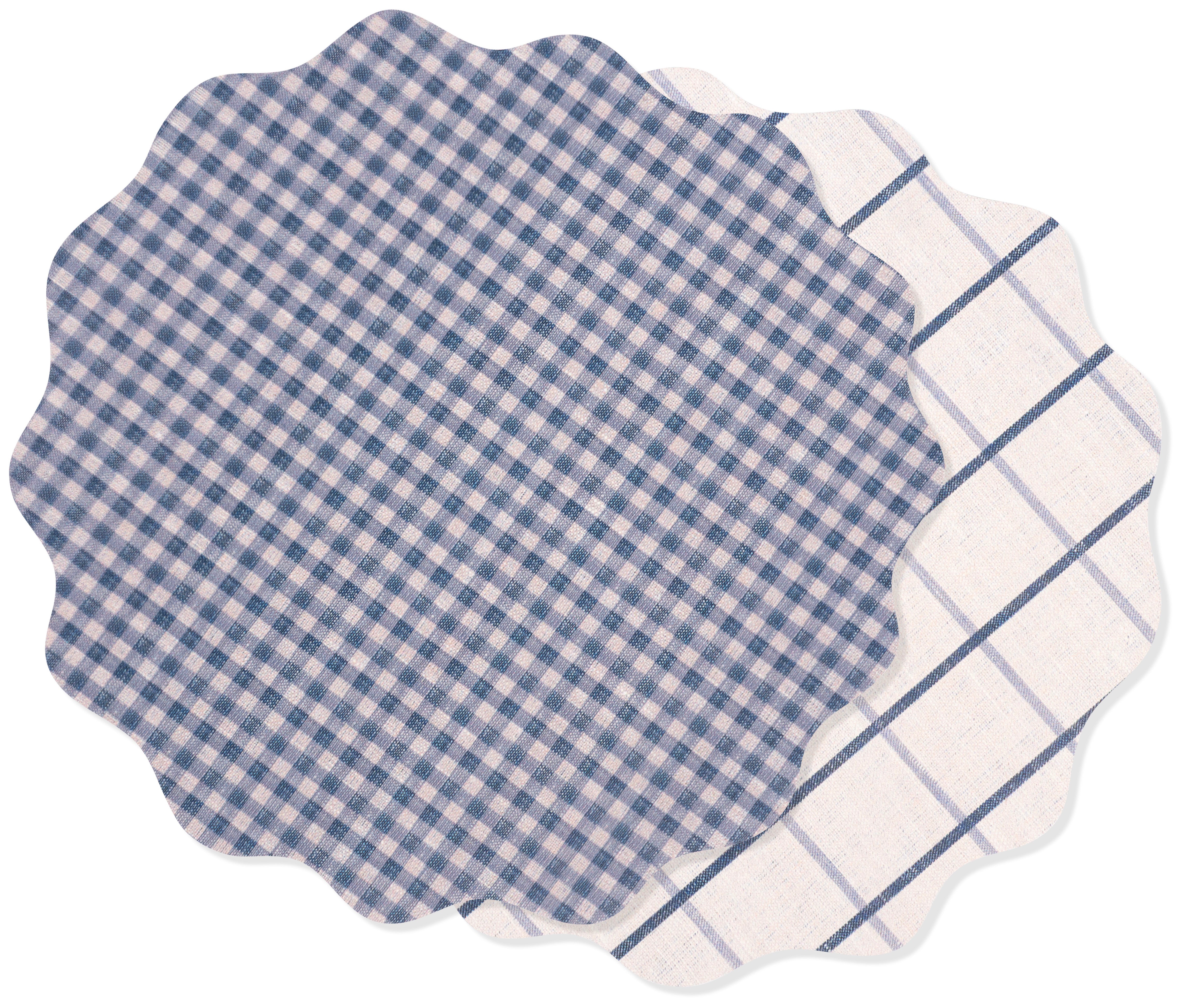 KAF Home Riviera Reversible Gingham& Plaid Vinyl Placemats - 14