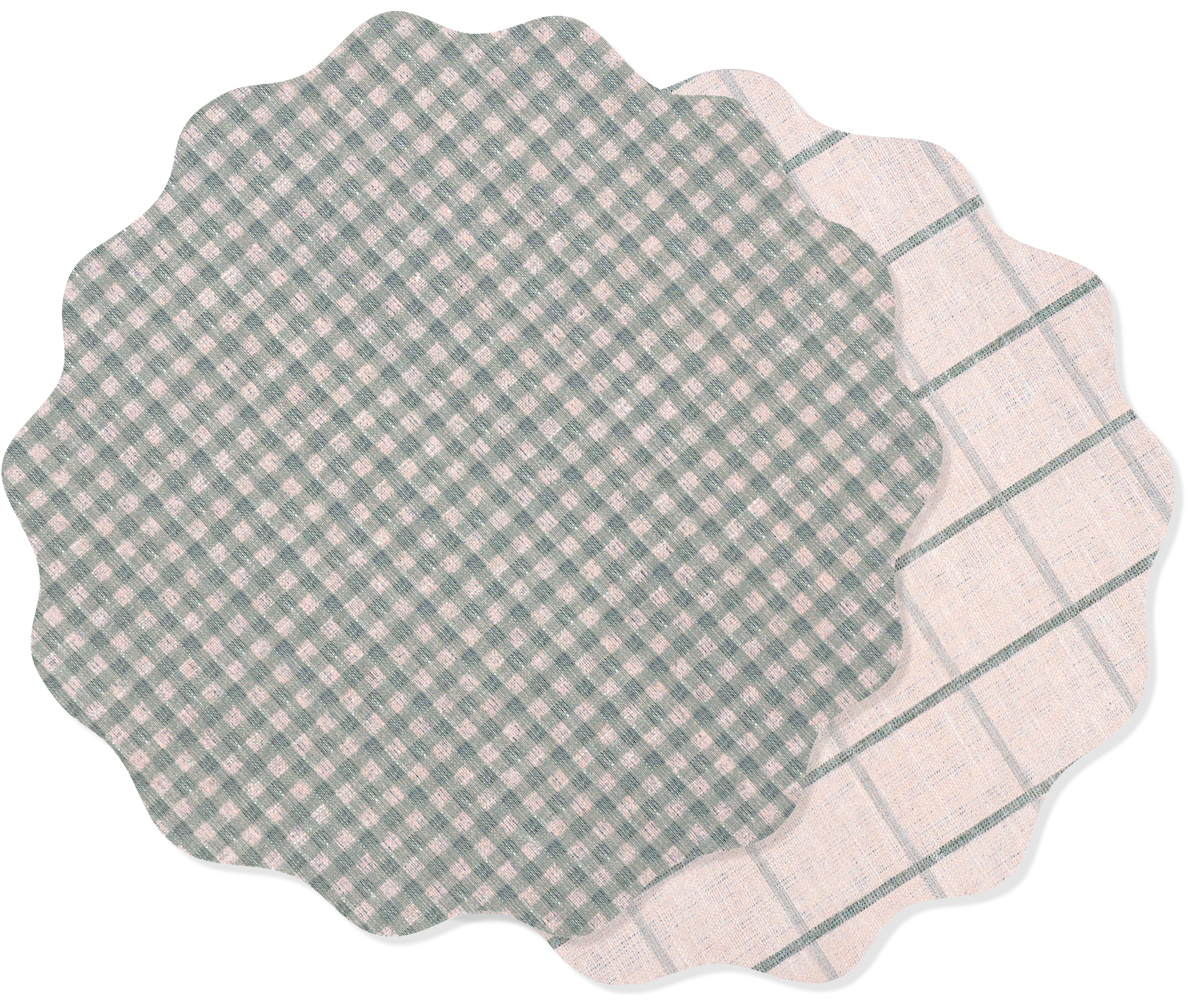 KAF Home Riviera Reversible Gingham& Plaid Vinyl Placemats - 14