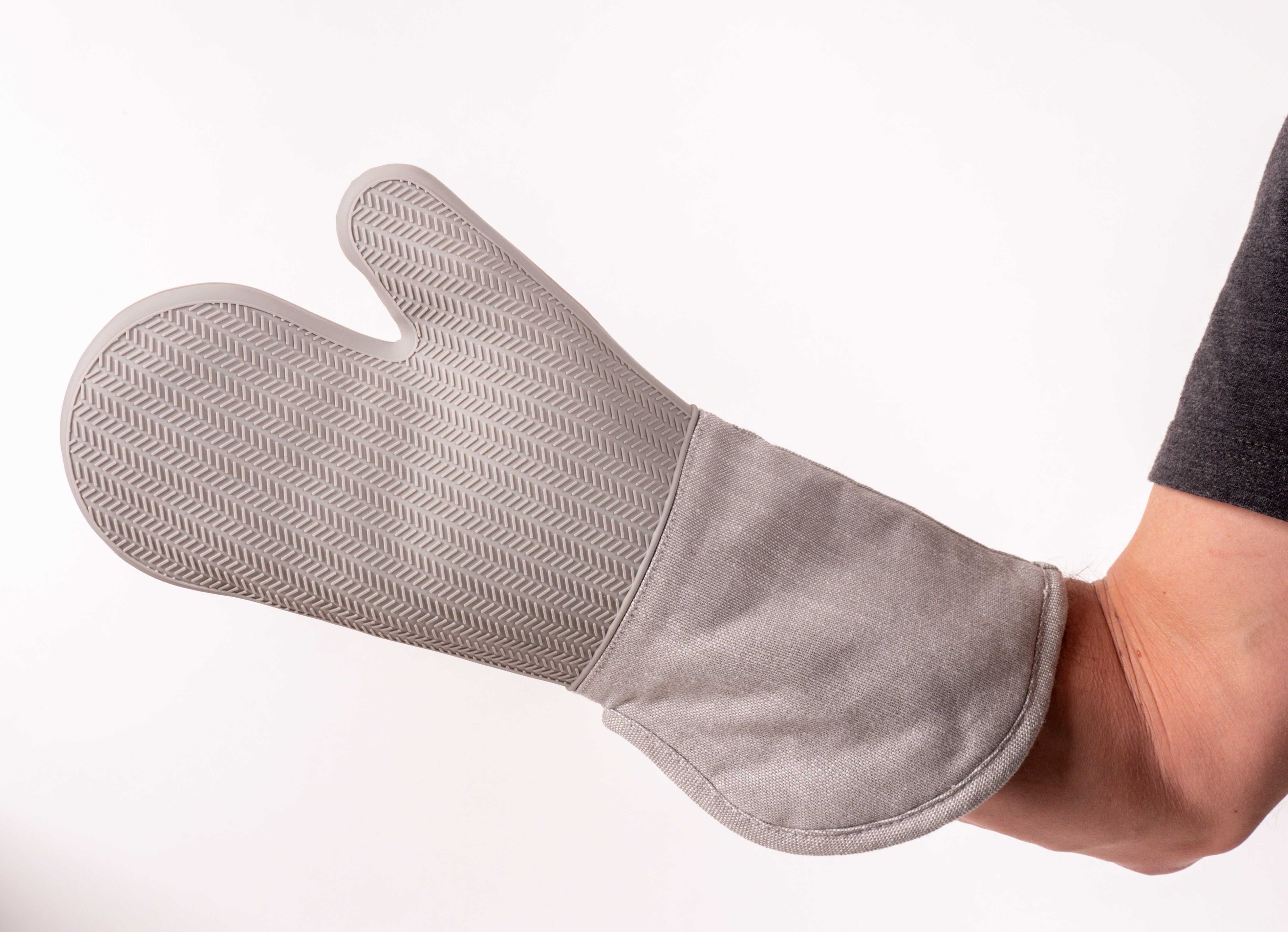 KAF Home Strada Silicone Oven Mitt With Chambray Sleeve, 15