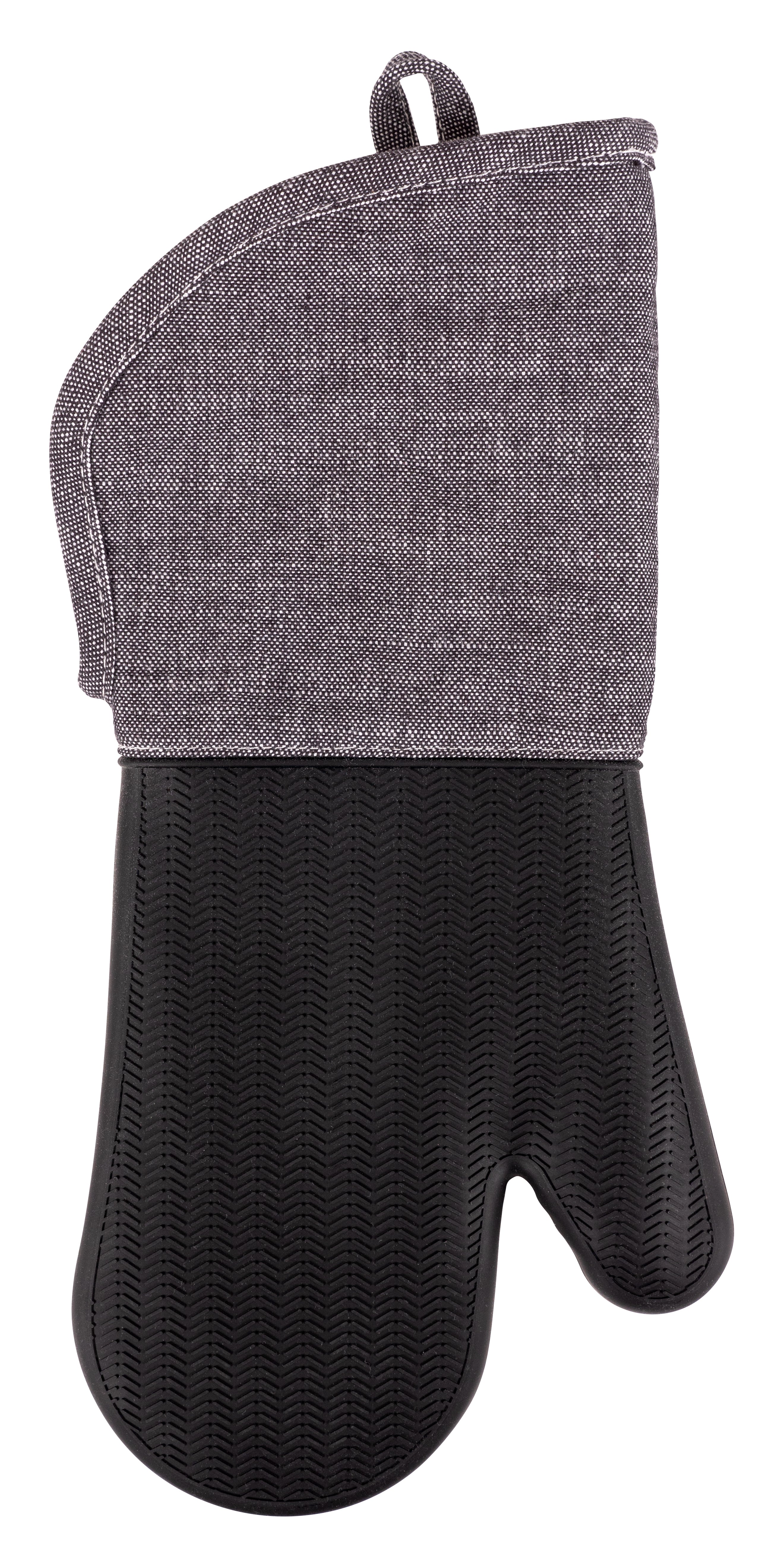 KAF Home Strada Silicone Oven Mitt With Chambray Sleeve, 15