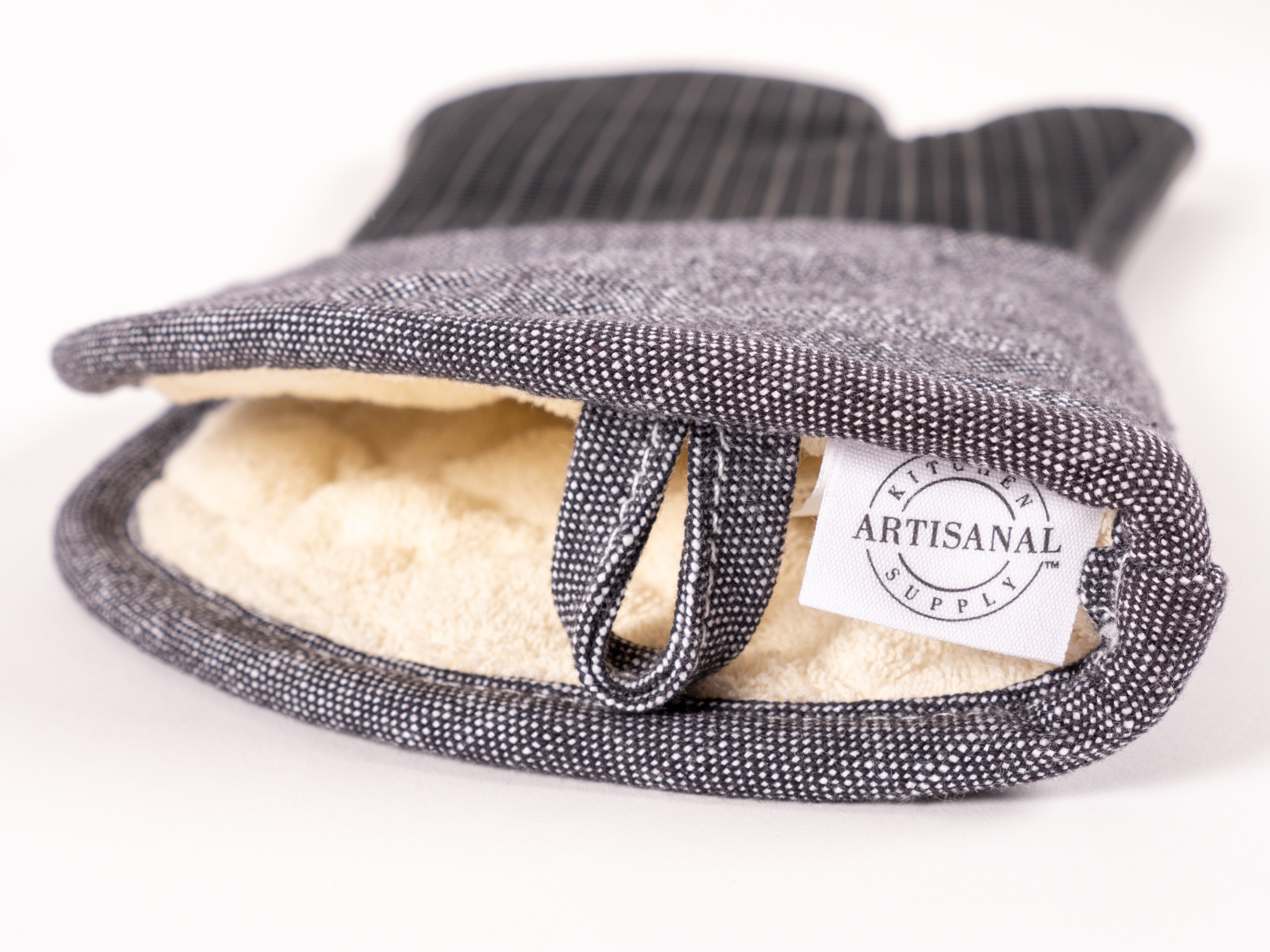 KAF Home Strada Silicone Oven Mitt With Chambray Sleeve, 15