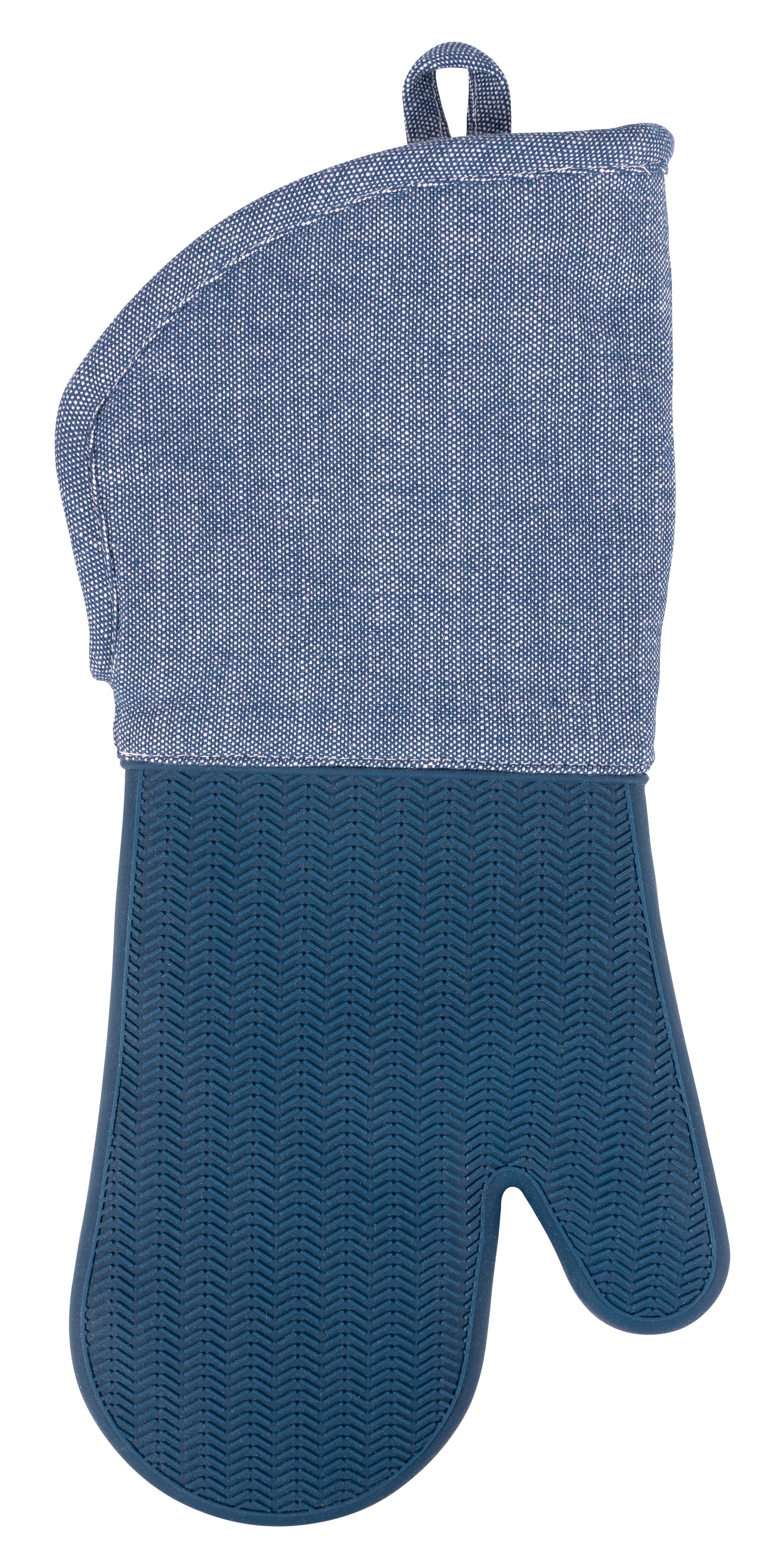 KAF Home Strada Silicone Oven Mitt With Chambray Sleeve, 15