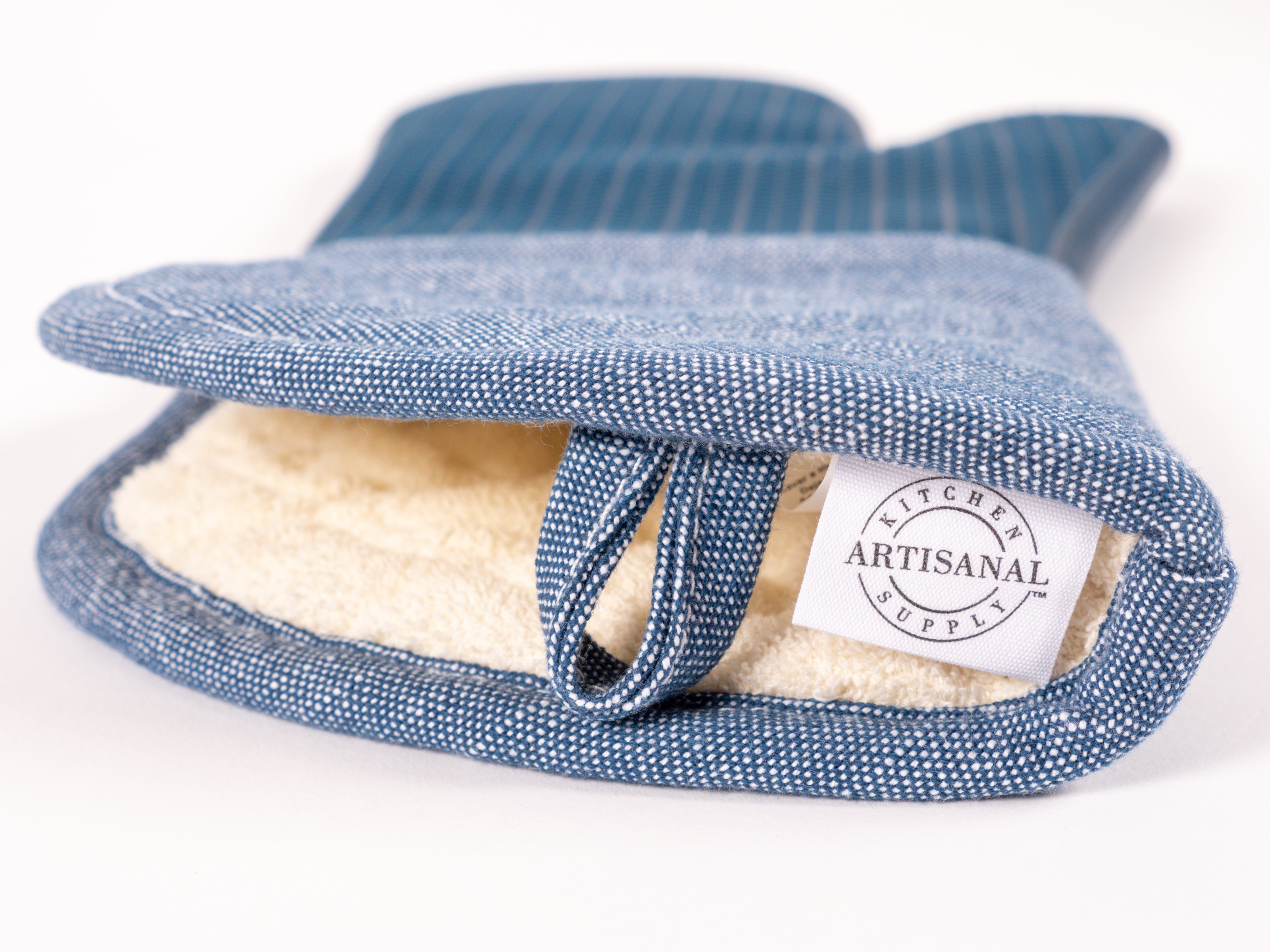 KAF Home Strada Silicone Oven Mitt With Chambray Sleeve, 15