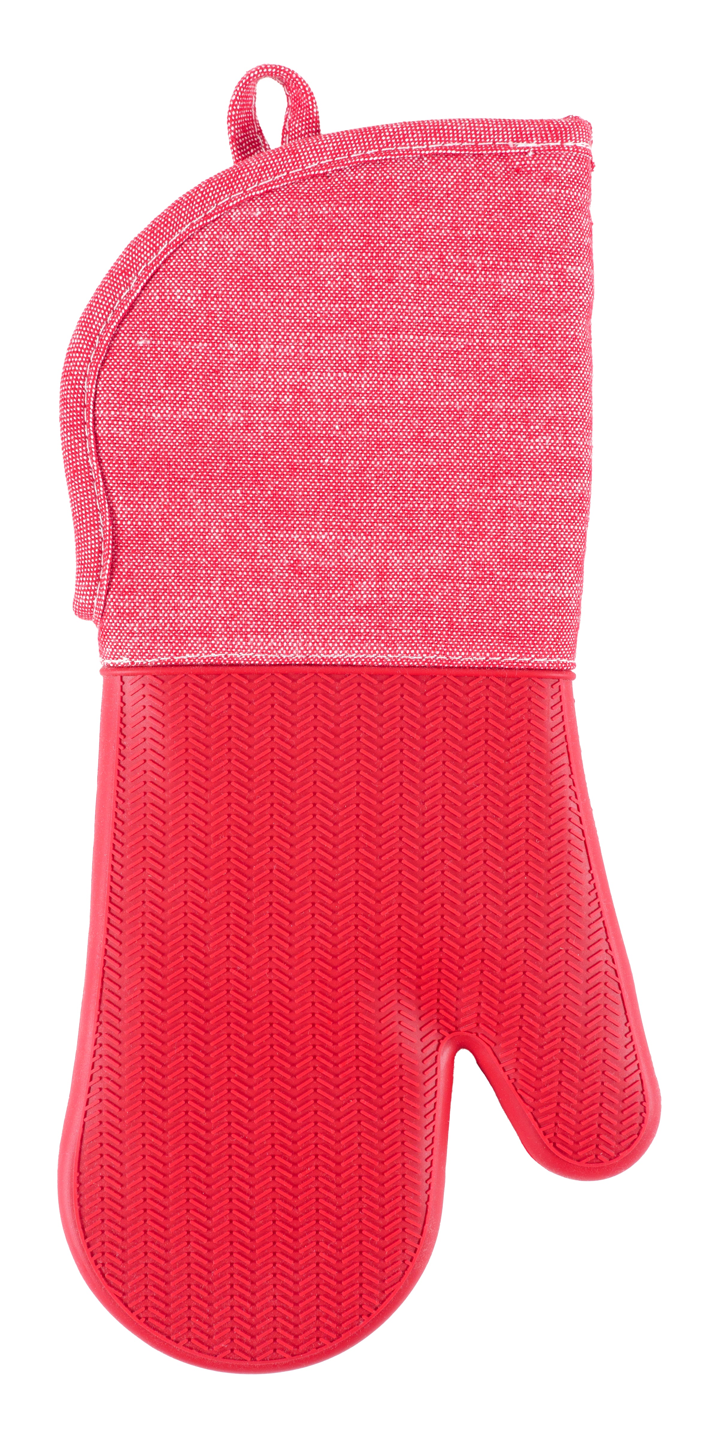 KAF Home Strada Silicone Oven Mitt With Chambray Sleeve, 15