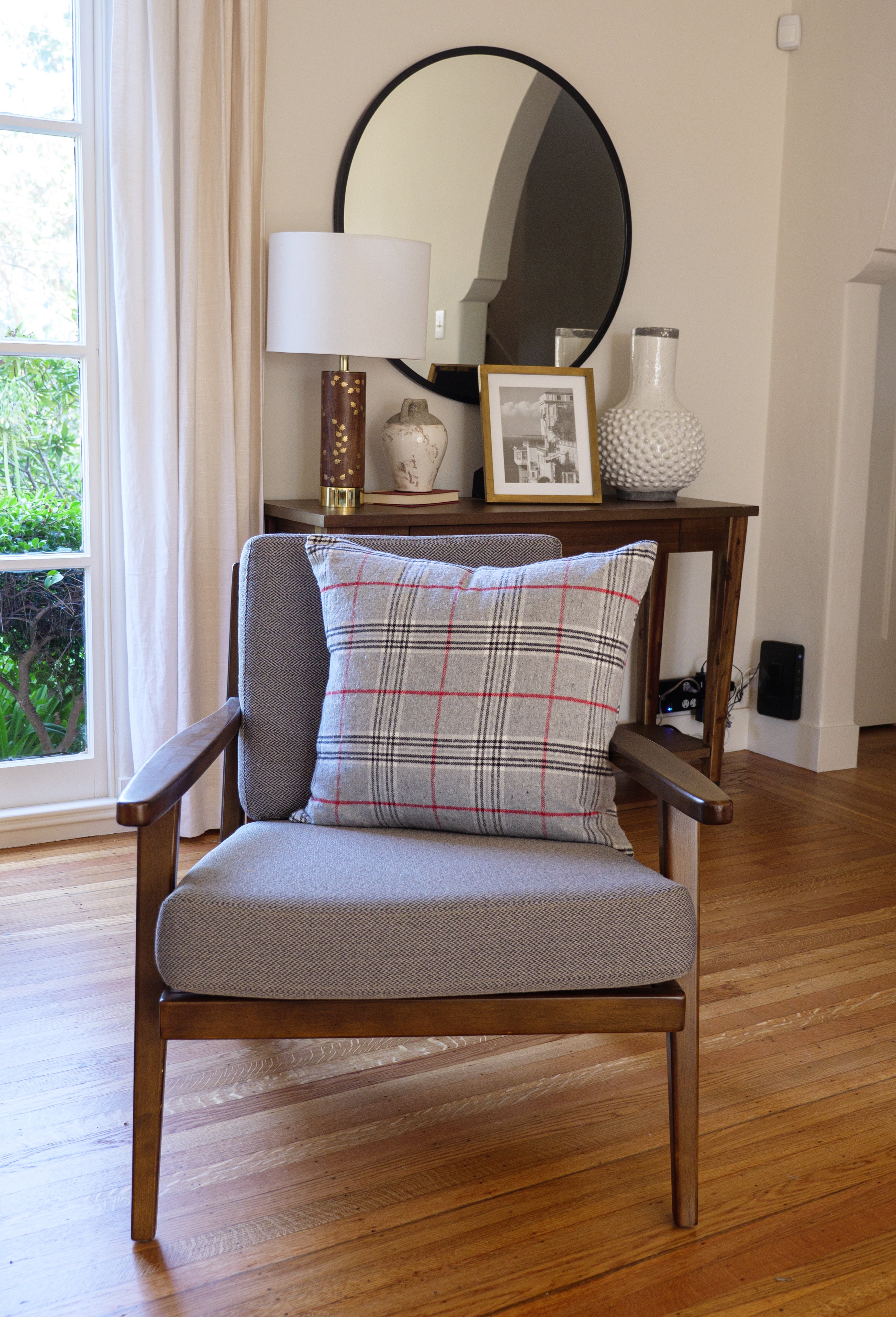 Feather Filled Holiday Plaid Throw Pillow