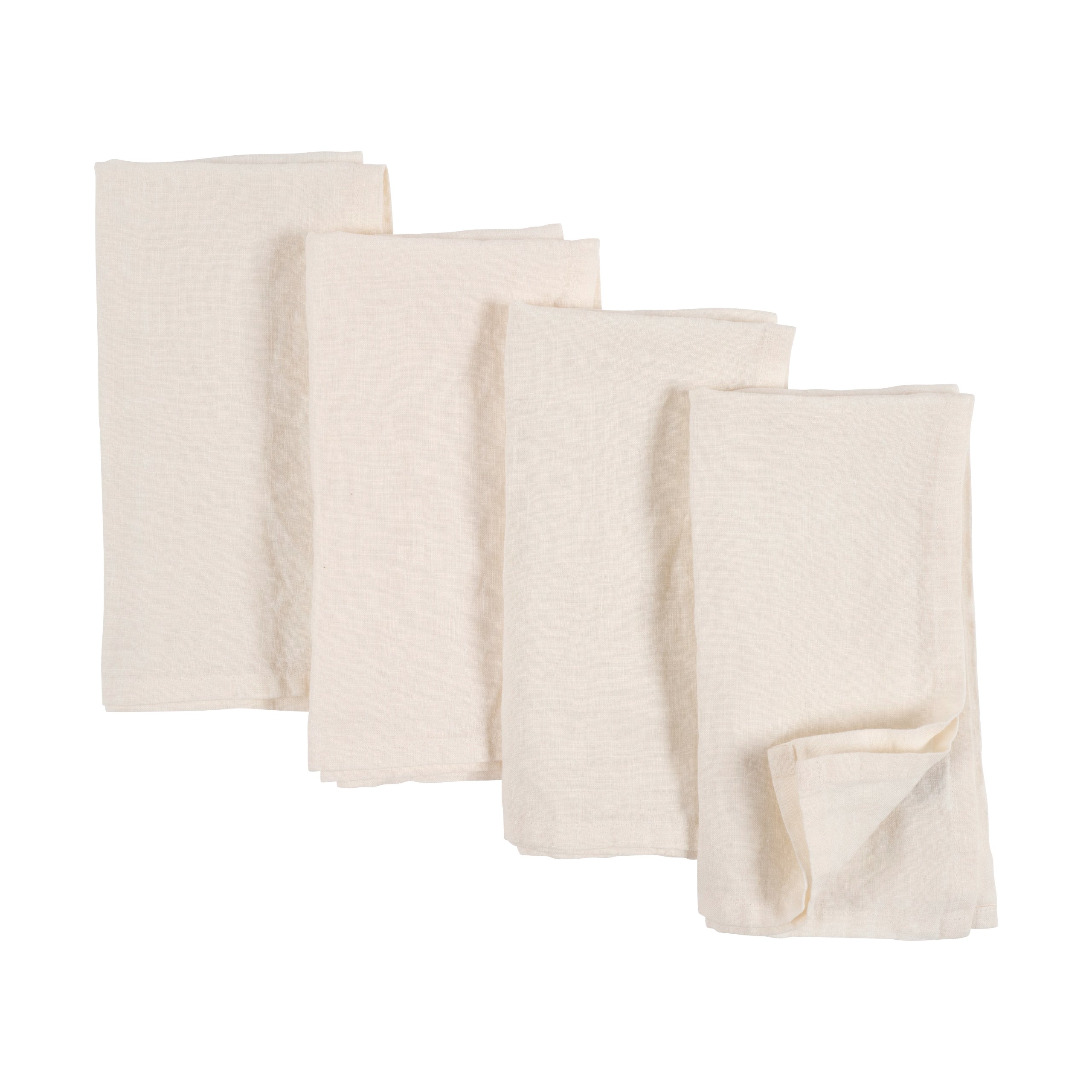 A Set of 24-hemstitch Linen Napkins in White Color, 50x50 Cm 20x20