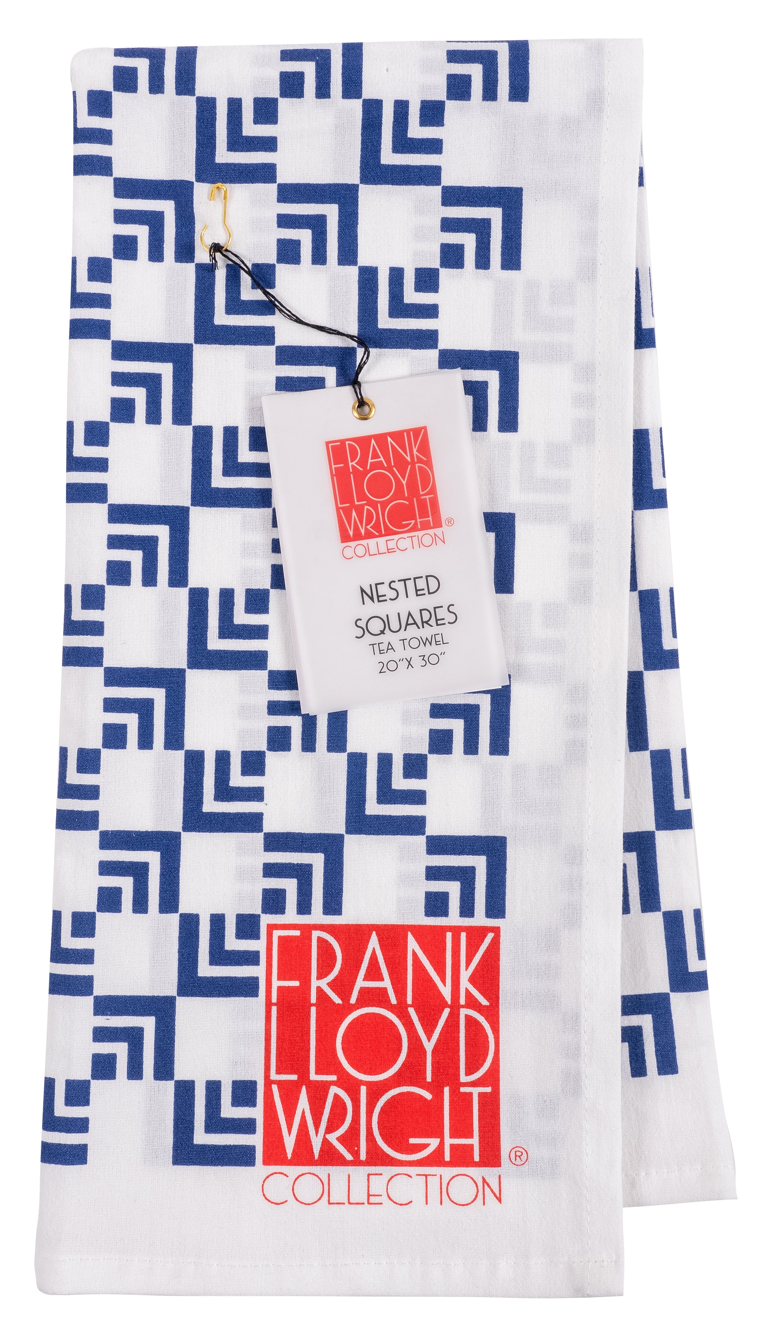 Frank Lloyd Wright Nested Squares Printed Towel - Blue