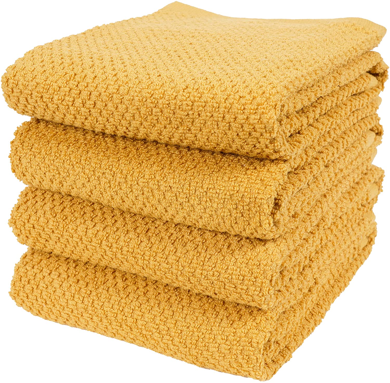 KAF Home Set of 4 Deluxe Popcorn Terry Kitchen Towels | 20 x 30 Inches |  100% Cotton Kitchen Dish Towels (Alabaster)