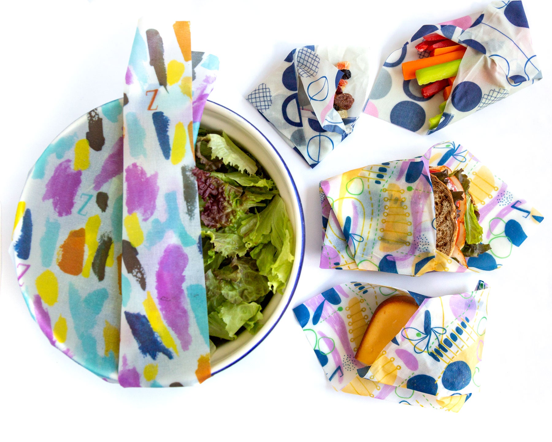 Z Wraps 5-pack: 2 Small, 2 Medium, 1 Large Reusable Food Wraps